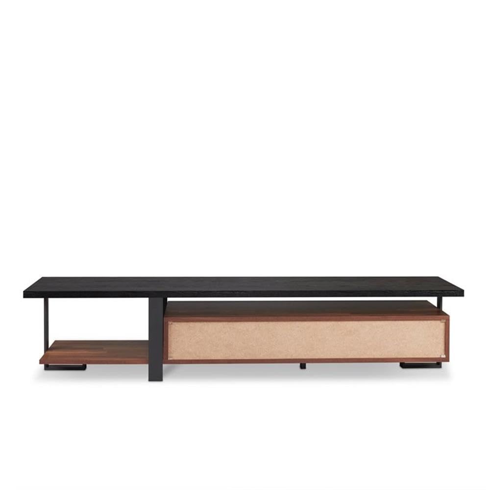Acme Elling 2-Drawer Solid Wood TV Stand - Walnut & Black Finish - Entertainment Center for Living Room, Bedroom & Home Theater