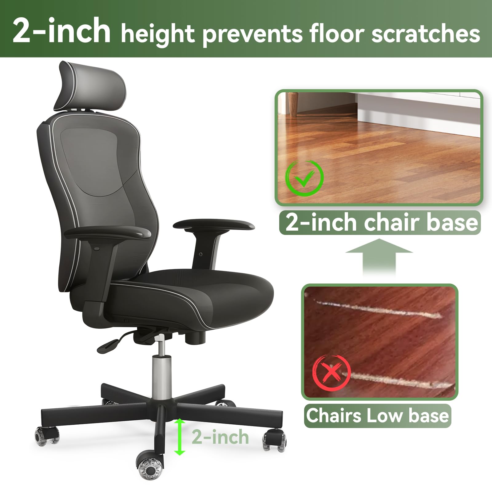 25 Inch Metal Office Chair Base Replacement - Universal Gas Cylinder Hole & Casters Wheels Sockets - Black - Upgrade Your Office or Home Workspace