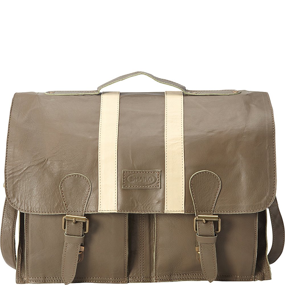 Sharo Taupe Soft Leather 16-inch Laptop Briefcase & Messenger Bag for Work, Business, Travel - Stylish & Durable Computer Bag for Professionals & Students