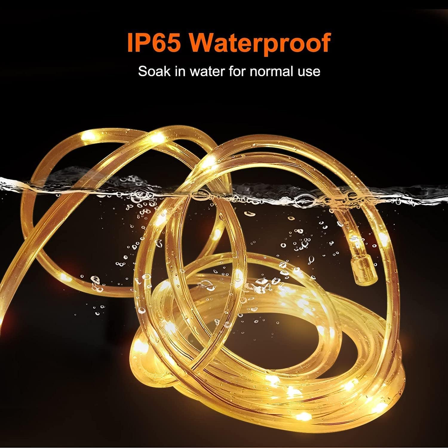 2 Pack 33Ft Solar Rope Lights Outdoor Waterproof - LED Solar Powered String Lights for Patio, Pool, Garden, Christmas Tree & Holiday Decorations (Warm White) - Perfect for Backyard, Wedding, Party & Landscape Lighting