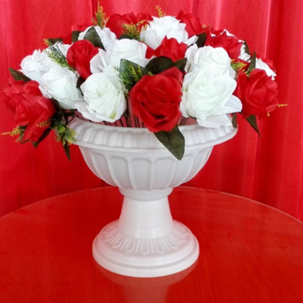 Yardwe 2-Pack White Grecian Urn Planters - Classic Plastic Flower Pots for Indoor & Outdoor Decor, Wedding Centerpieces, Garden, Patio, and Home Décor