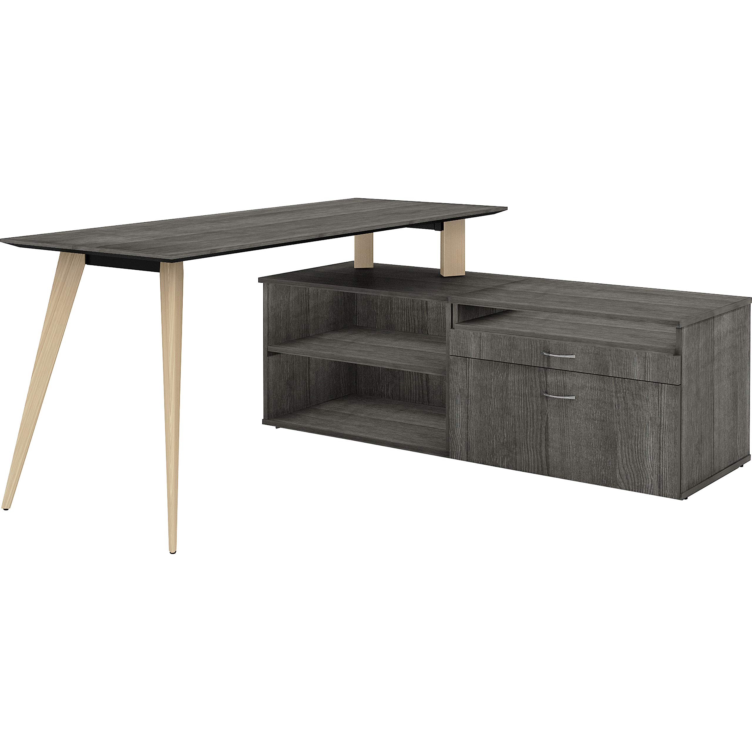 Lorell Relevance Series Charcoal Laminate Office Desk - Modern Home & Business Workspace Furniture for Office, Study Room & Home Office