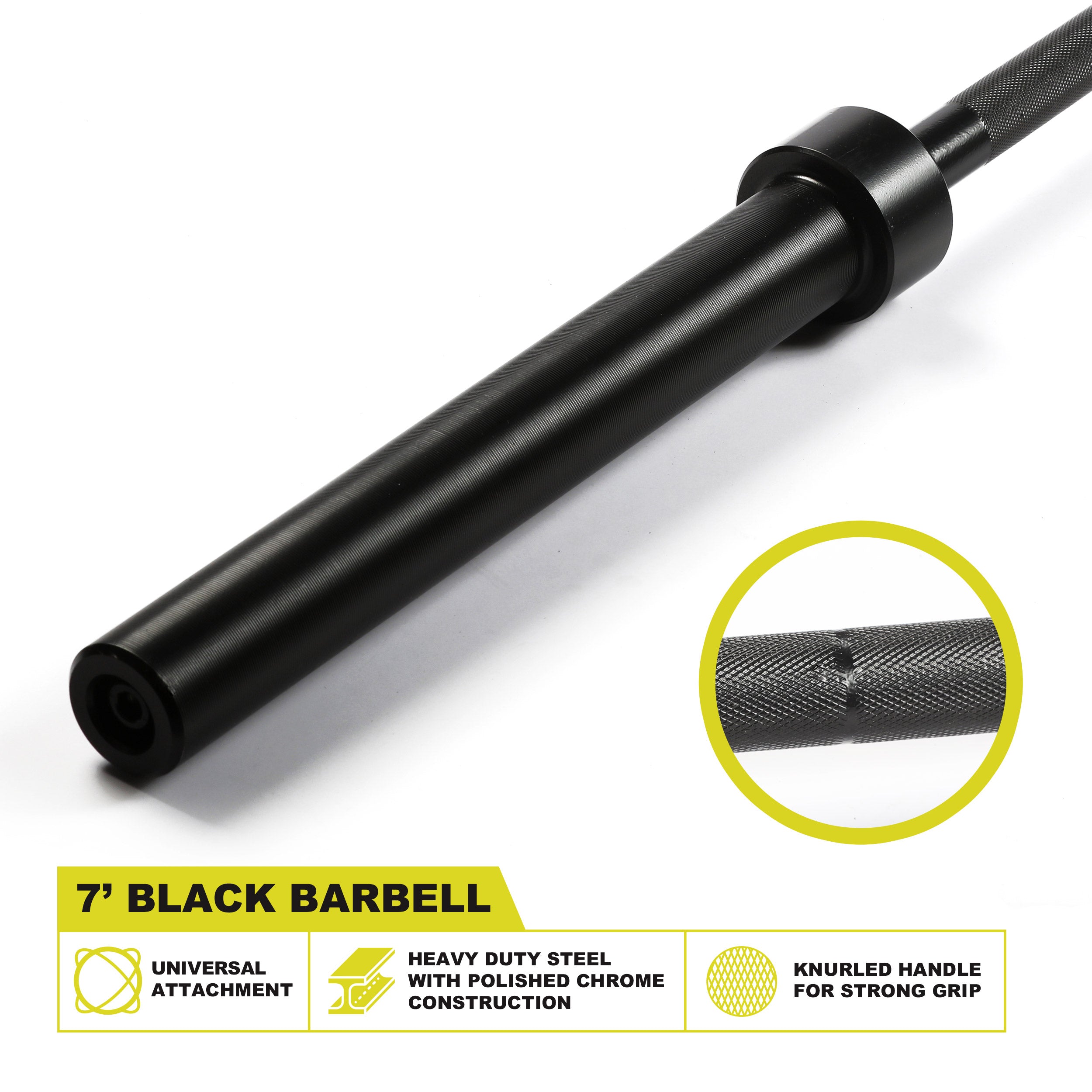 PRCTZ 7 ft Olympic Barbell with 2 Sleeve Diameter - Professional Weightlifting Bar for CrossFit, Powerlifting & Home Gym Workouts