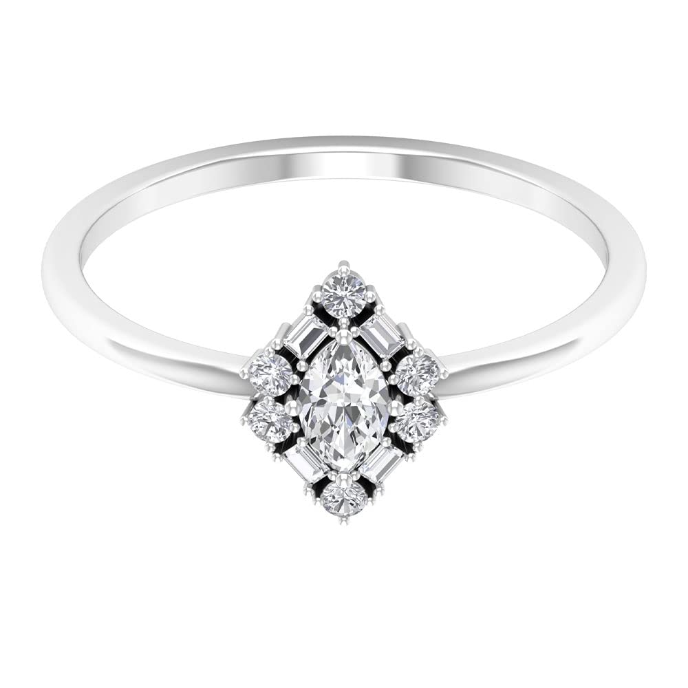 1/2 CT Natural Diamond Cluster Ring for Women - 14K Solid Gold Minimalist April Birthstone Ring | Elegant Wedding, Engagement & Anniversary Jewelry Gift