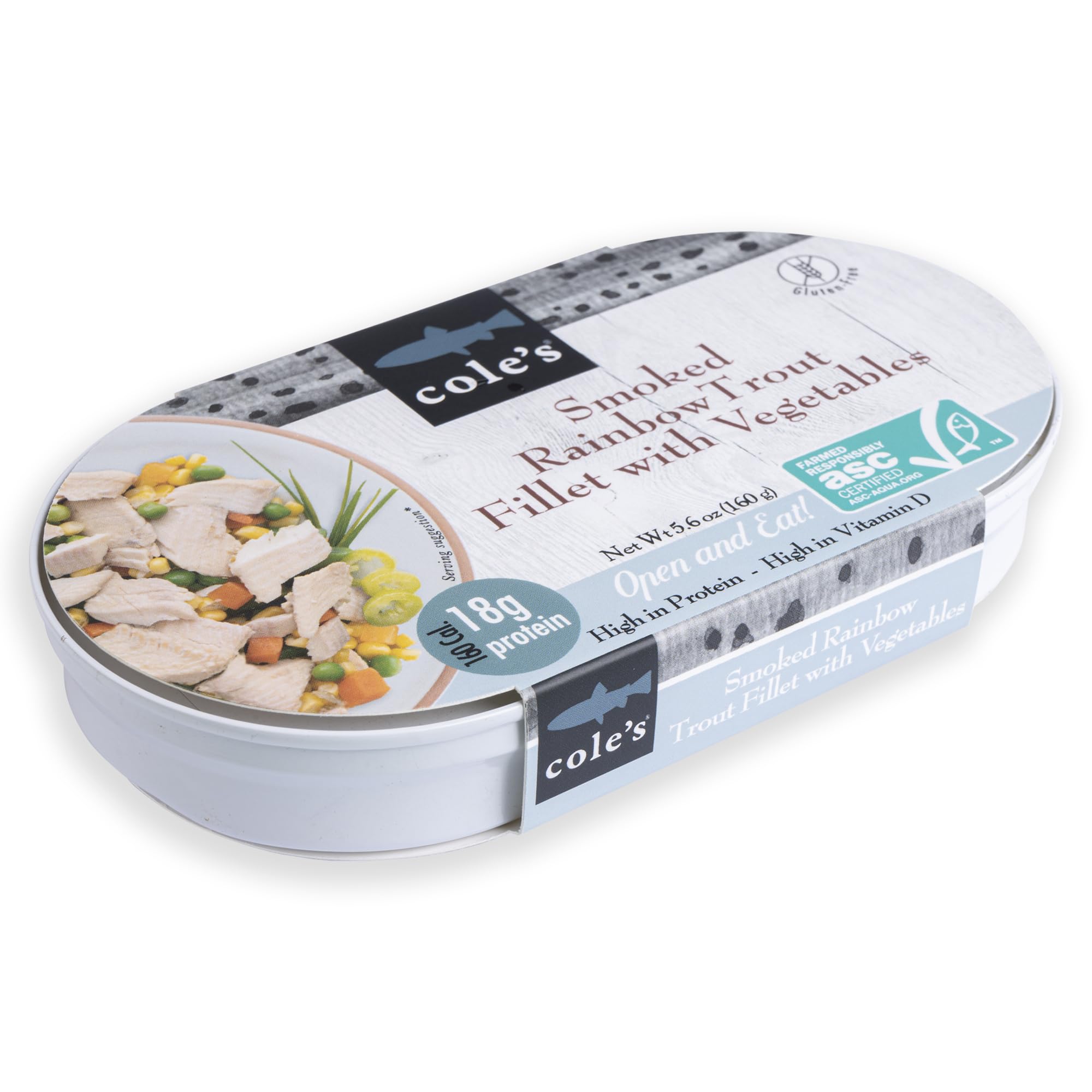 COLE'S Smoked Rainbow Trout Fillet with Vegetables - Ready to Eat Canned Fish (5.6 oz) | High Protein (18g) & Vitamin D | Hand-Packed | Perfect for Camping, Hiking & Quick Healthy Meals