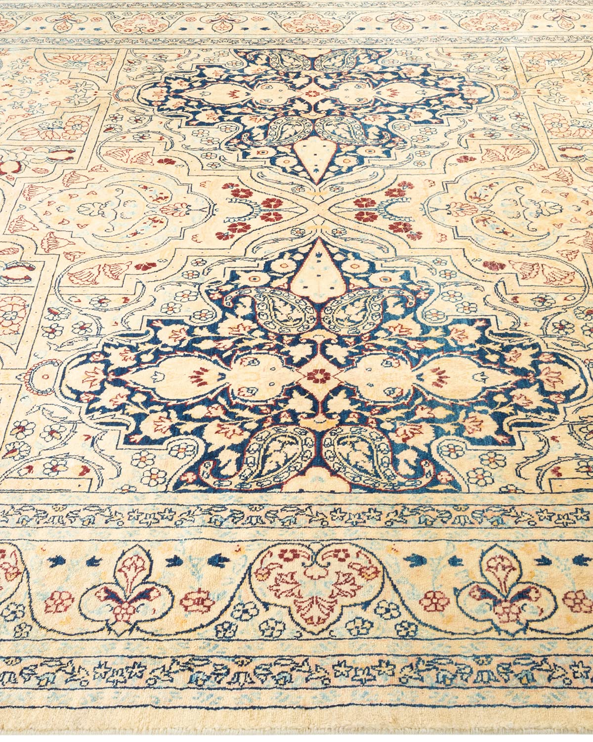 Handmade Wool Traditional Floral Mogul Ivory 6x9 Area Rug - Solo Rugs One of a Kind Hand Knotted - Perfect for Living Room, Bedroom & Home Decor
