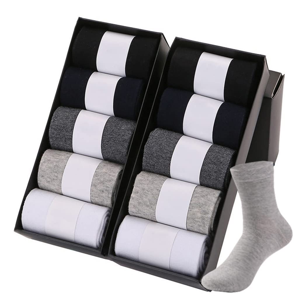 10 Pairs Men's Cotton Socks - Black Business Dress Socks for Men | Soft, Breathable & Comfortable | Regular Size | Perfect for Office, Work & Formal Occasions