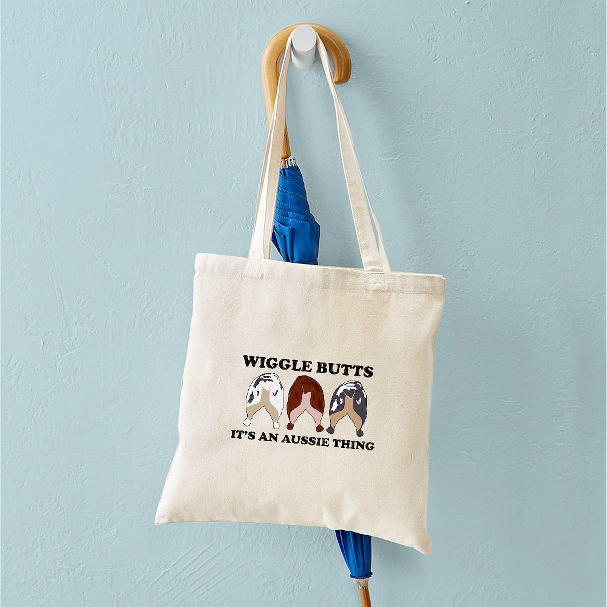 Aussie Wiggle Butts Tote Bag - Natural Canvas Reusable Shopping Bag for Groceries, Beach & Everyday Use | Eco-Friendly Cotton Carryall