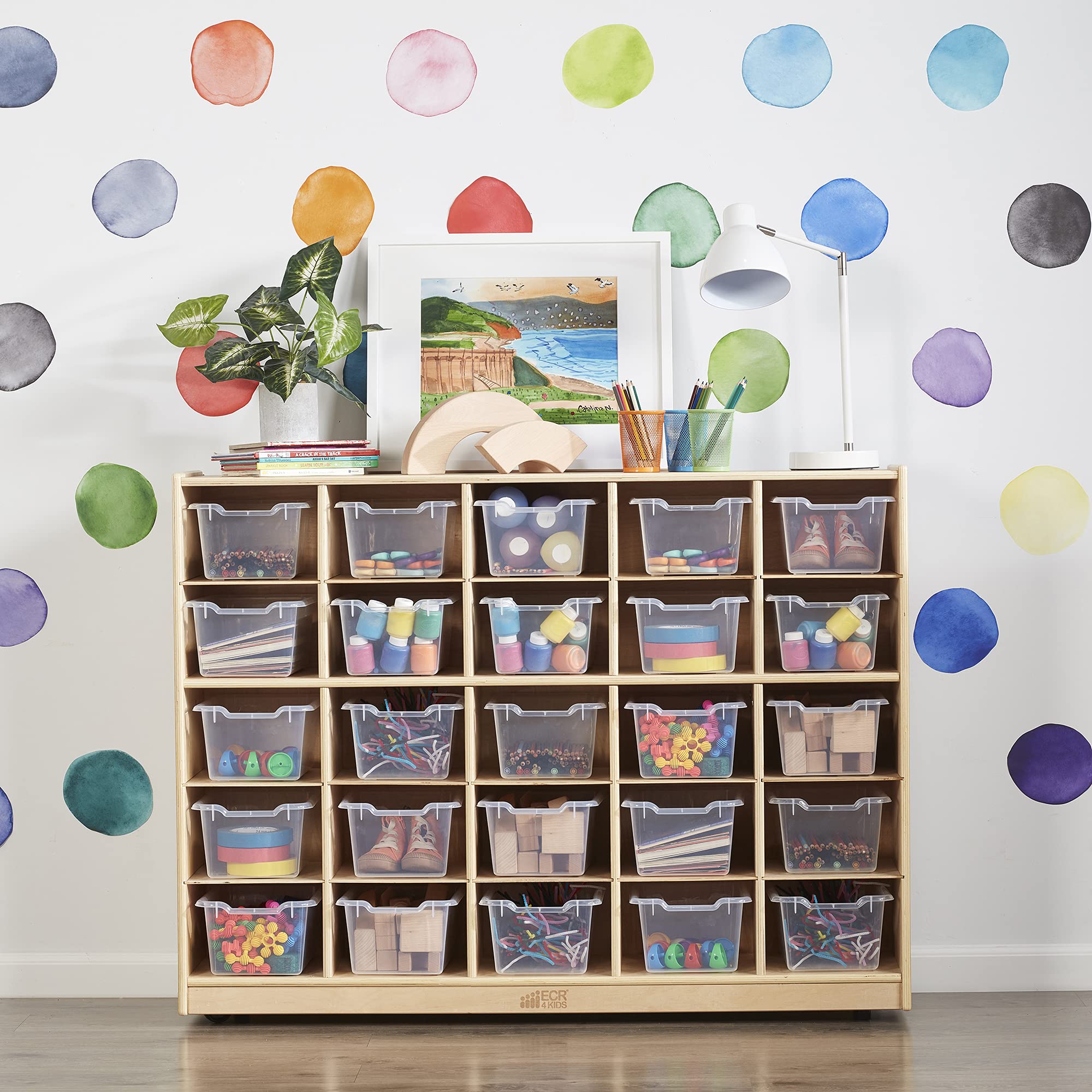 ECR4Kids Clear Scoop Front Storage Bins - 25-Piece Set for Classroom, Home & Office Organization - Multipurpose Plastic Bins for Toys, Books, Supplies & Craft Storage