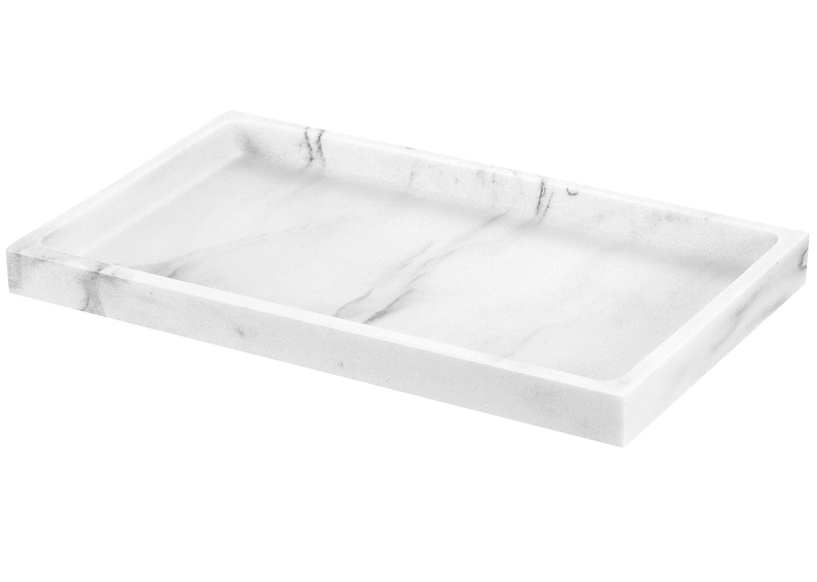 Luxspire Resin Bathroom Vanity Tray - Jewelry Ring Dish & Countertop Organizer for Perfume, Candles, Soap - Gravel White | Perfect for Bathroom, Dresser, Kitchen Sink & Home Decor Storage