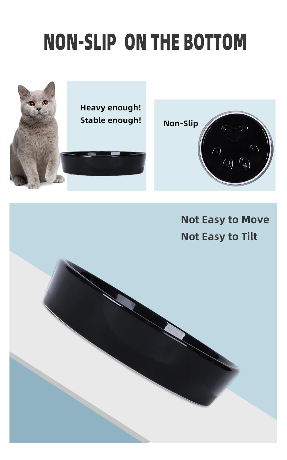 Ceramic Slow Feeder Cat Bowl - Fun & Interactive Pet Food Dish for Fast Eaters (Black) - Perfect for Portion Control & Mental Stimulation During Mealtime
