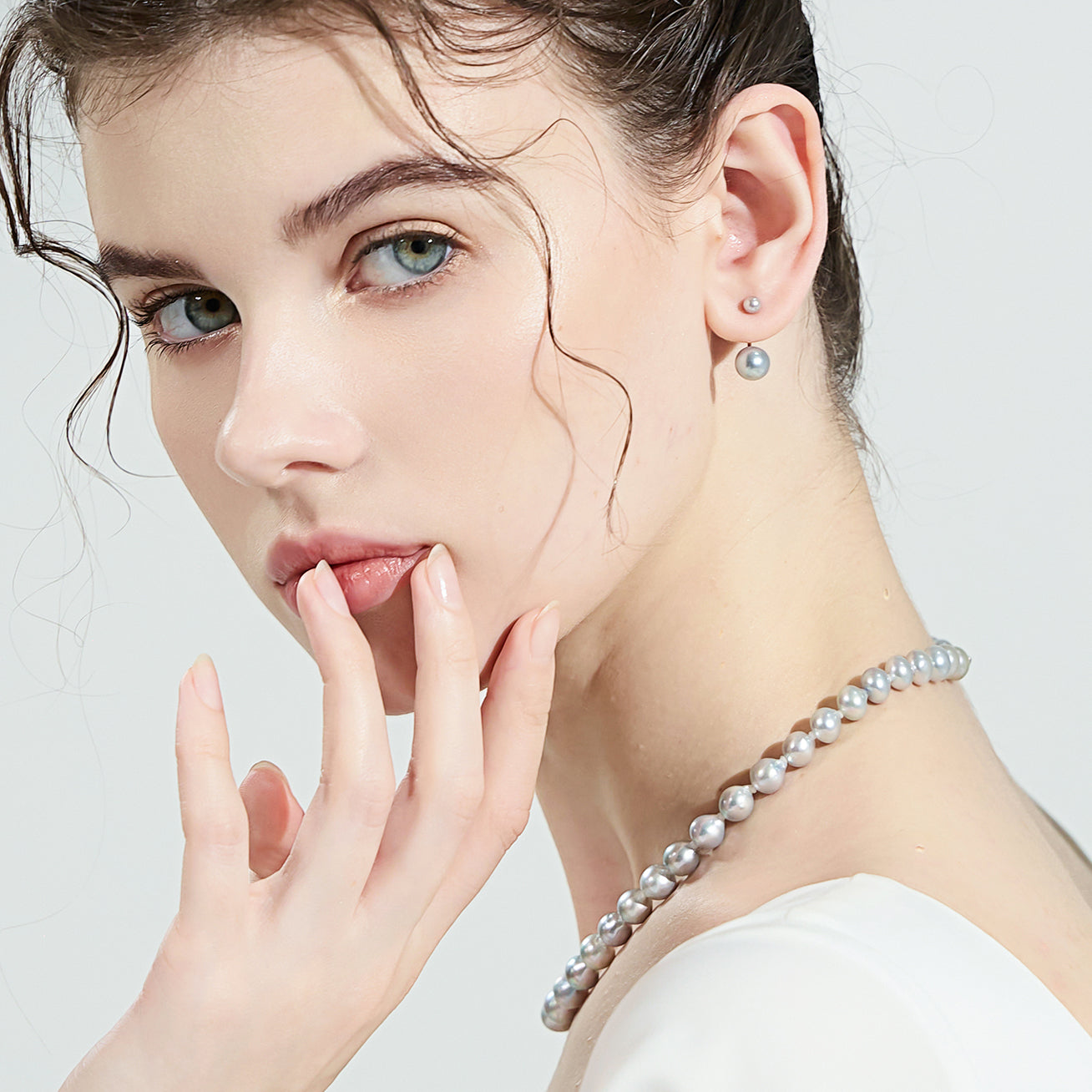 18K Gold Silver Blue Akoya Pearl Stud Earrings for Women - Luxury Japanese Pearls Jewelry Gift for Wedding, Anniversary & Special Occasions