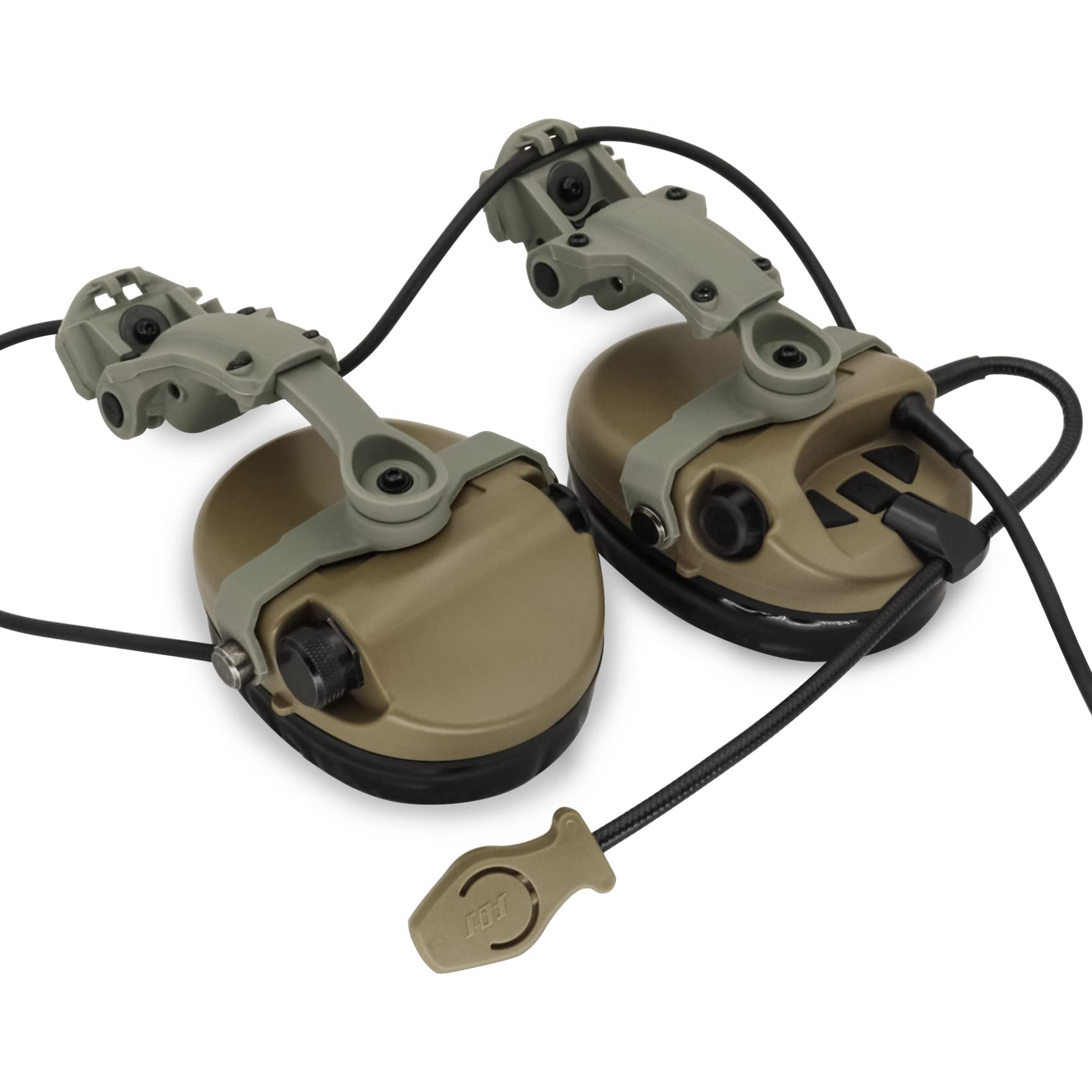 Tactical Headset with ARC Rail Adapter - Military-Grade Ear Protection Headphones for Airsoft & Shooting - Includes K 2 Pin Push-to-Talk (Tan) - Perfect for Combat Training, Hunting & Outdoor Adventures