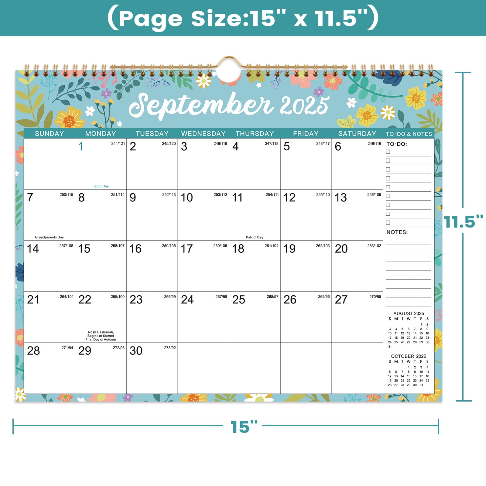 2025-2026 Wall Calendar | 18-Month Planner from July 2025 to December 2026 | Thick Paper & Durable Twin-Wire Binding | Floral Design | Perfect for Home, Office & School Organization