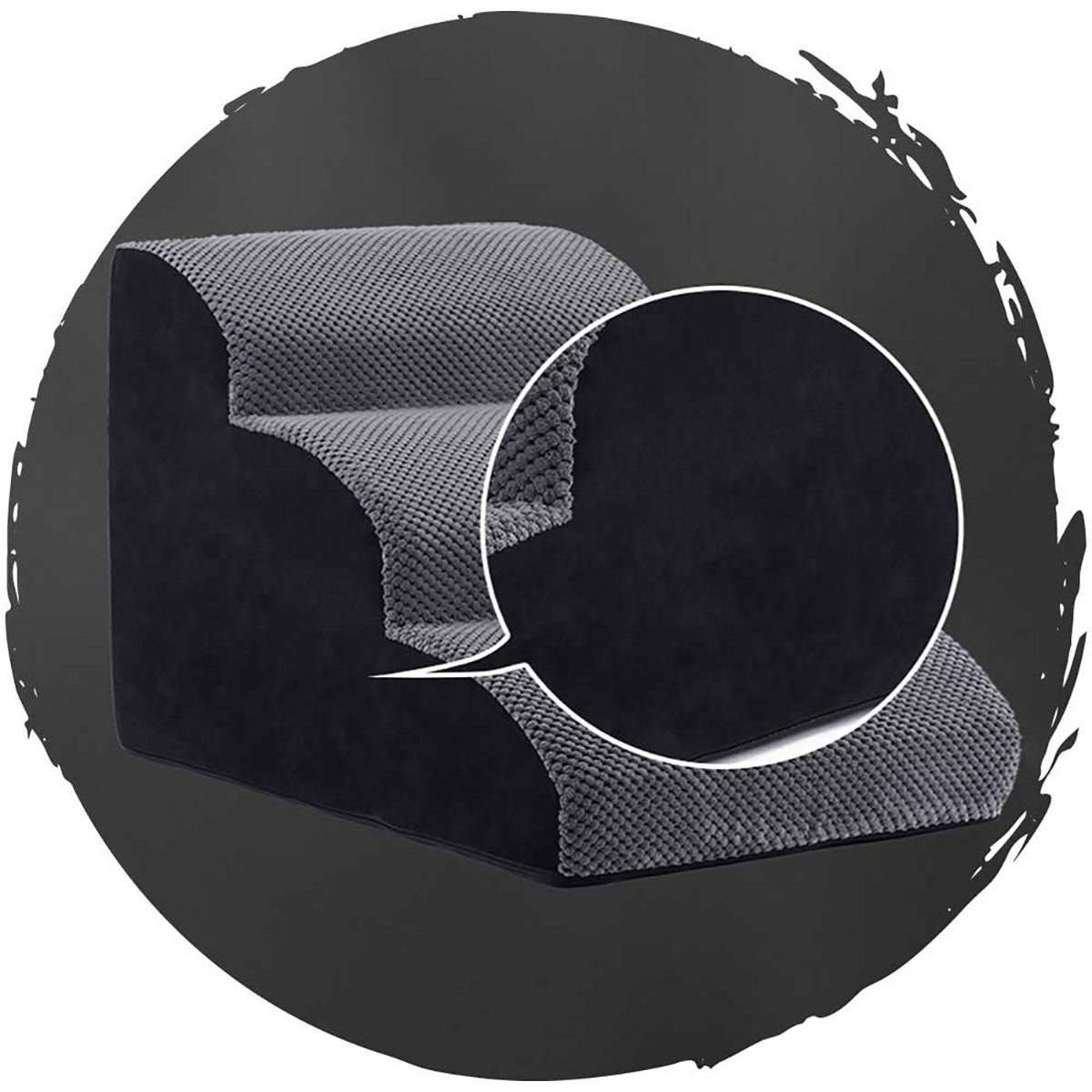 ANTHOUSAND Washable Pet Dog Stairs for Sofa - 3 Steps, 35cm Height - Perfect for Small to Medium Dogs to Climb Couches and Beds Safely