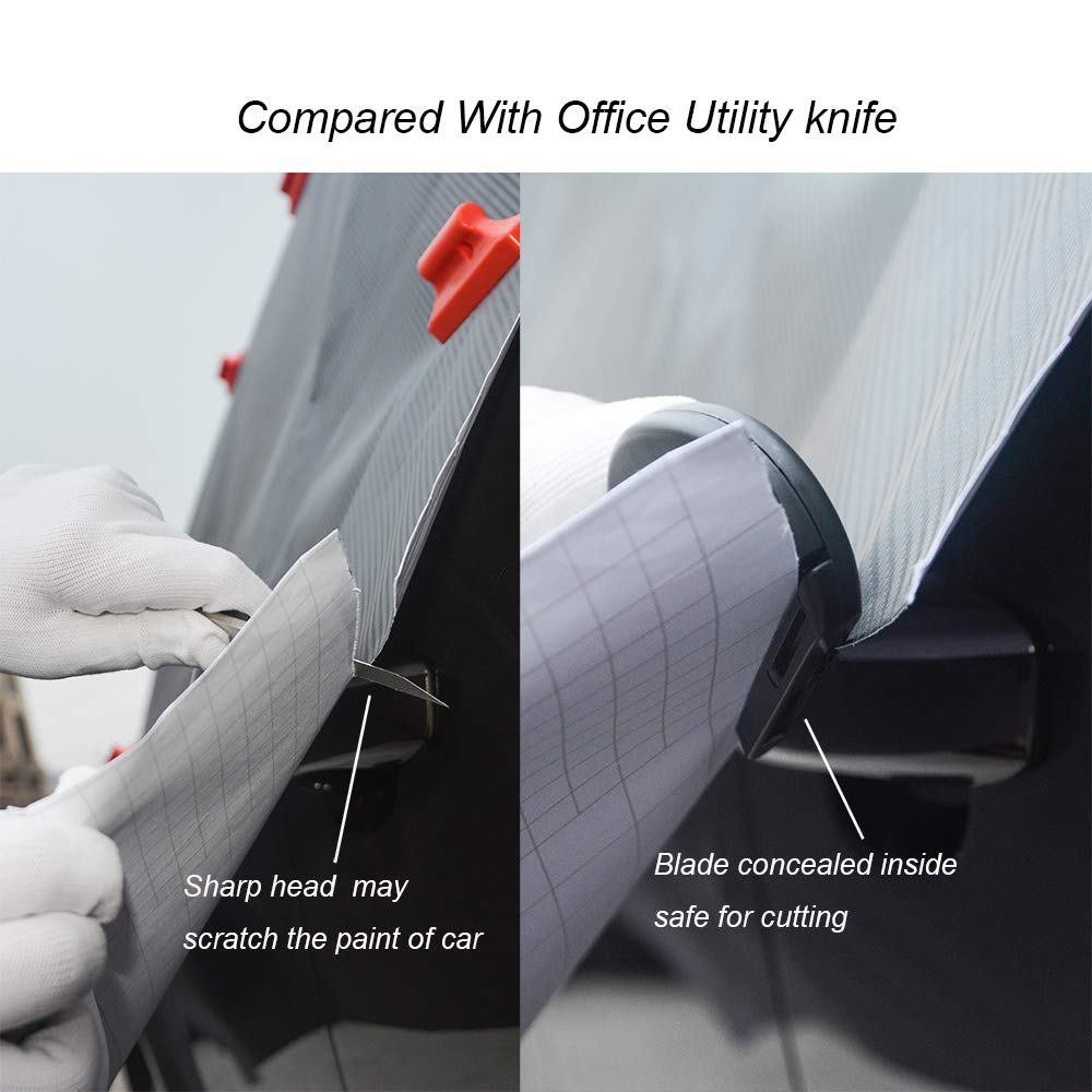 Gomake Wrapping Paper Cutter - Safe Vinyl Film & Gift Wrap Cutting Tool for Holiday, Birthday & Christmas - Includes Letter Opener & Craft Knife - Perfect for Wrapping Paper, Vinyl Wrap, Wallpaper (Black) - Ideal for Gift Wrapping, DIY Crafts & Home Decor Projects