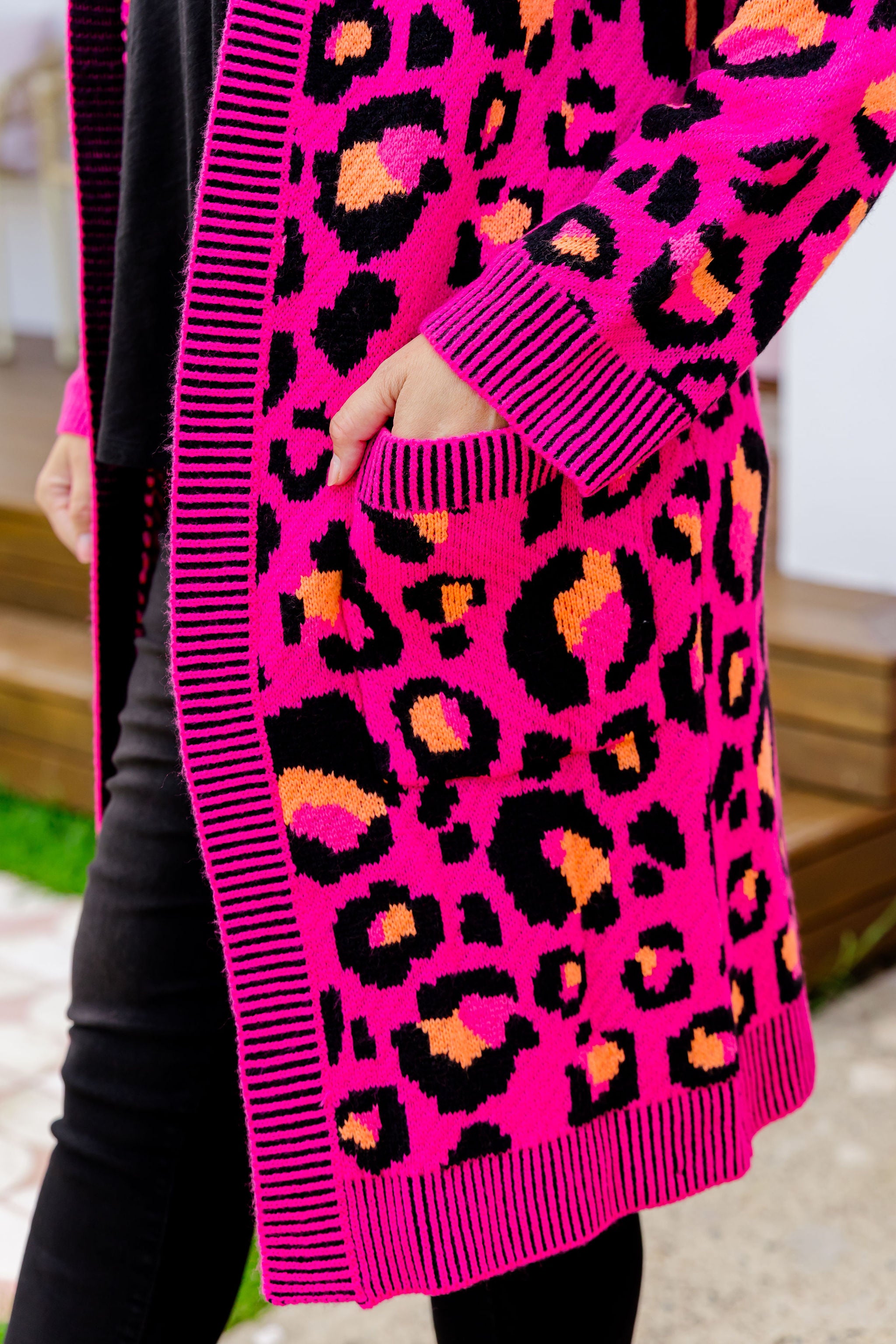 Kasey Rainbow Darcy Cardi - Soft Pink Leopard Print Knit Cardigan for Women | Perfect for Casual Outfits, Office Wear & Cozy Layering