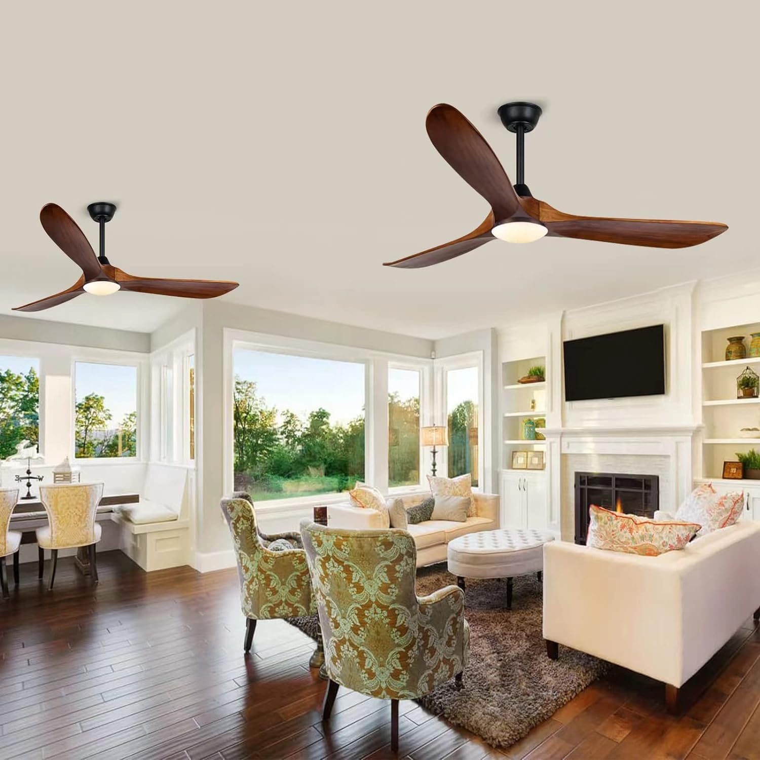 60 Inch Rustic Farmhouse Ceiling Fan with Light and Remote - 3 Blade Wood Outdoor Ceiling Fan, Damp Rated for Indoor/Outdoor Use - Perfect for Porch, Gazebo, Patio, and Living Room