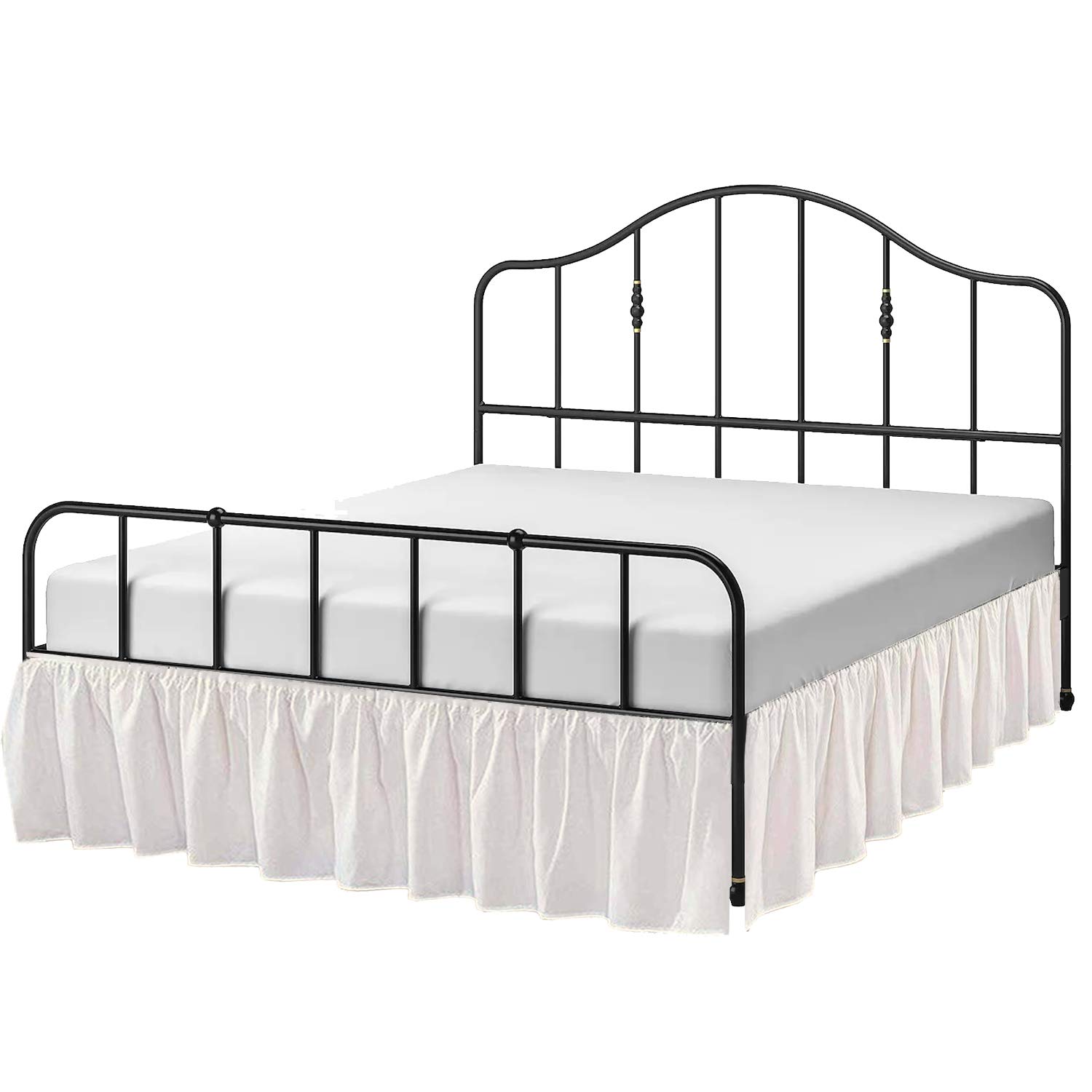 Queen Size Ruffled Bed Skirt with Split Corners - 24 Inch Drop Ivory Dust Ruffle - Hotel-Quality Brushed Microfiber Platform Bed Skirt with 3-Side Coverage | Easy Fit for Bedroom Decor & Luxury Hotel Style Bedding