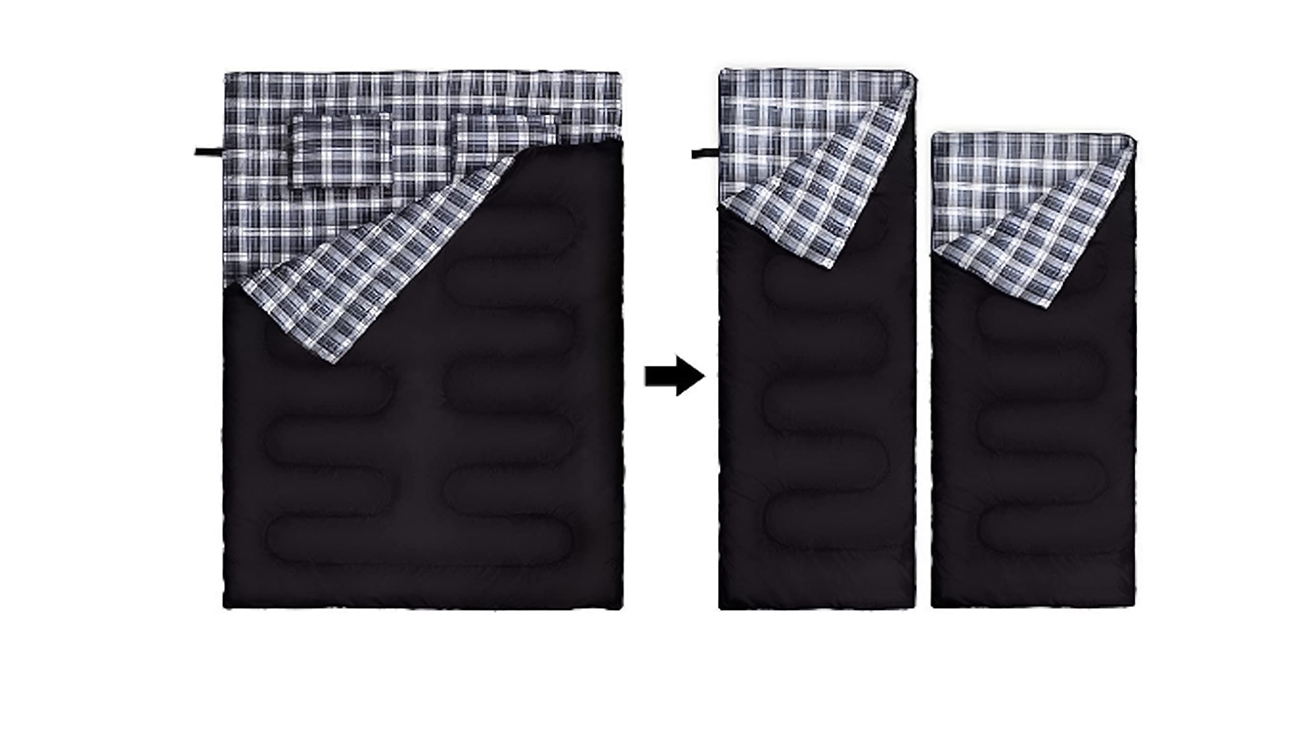 **Double Sleeping Bag for Adults & Kids - Cold Weather Waterproof 2-in-1 XL Sleeping Bag with Pillows & Emergency Blanket - Perfect for Hiking, Camping, Backpacking & Outdoor Adventures**