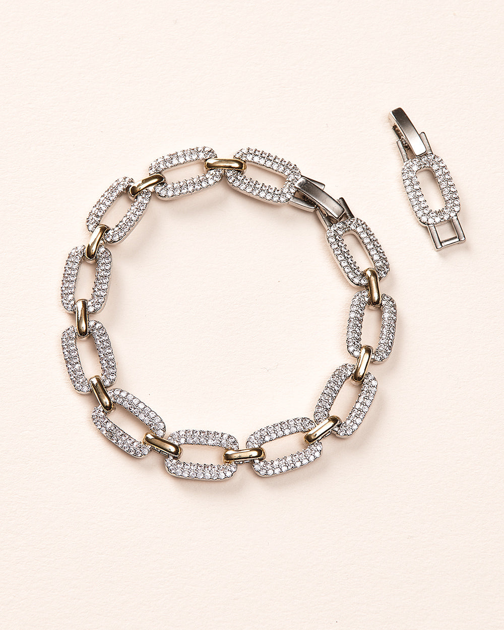 2 Tone Link Bracelet for Women & Men - Elegant Stainless Steel Jewelry Gift for Anniversary, Wedding & Everyday Wear - Adjustable & Hypoallergenic Fashion Accessory