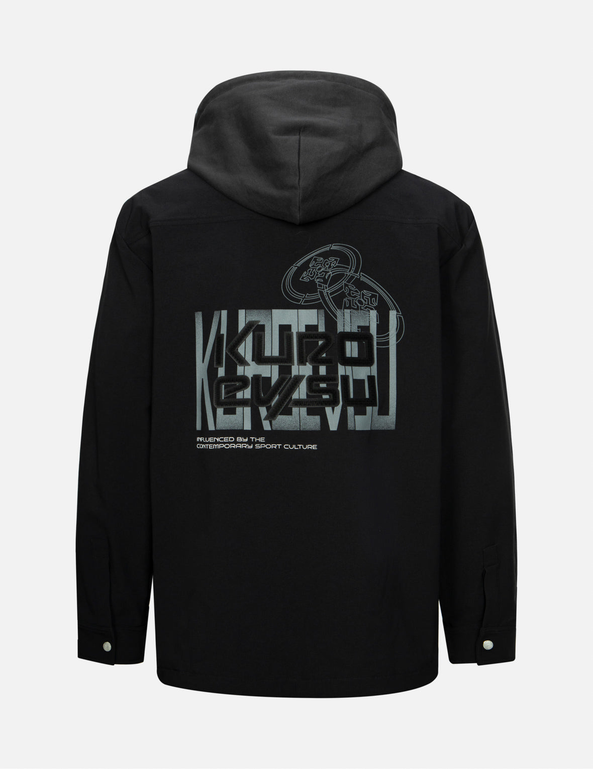 Stylish Logo & Kamon Print Regular Fit Shirt Jacket with Detachable Hood - Perfect for Casual Outings, Streetwear Fashion & Outdoor Activities
