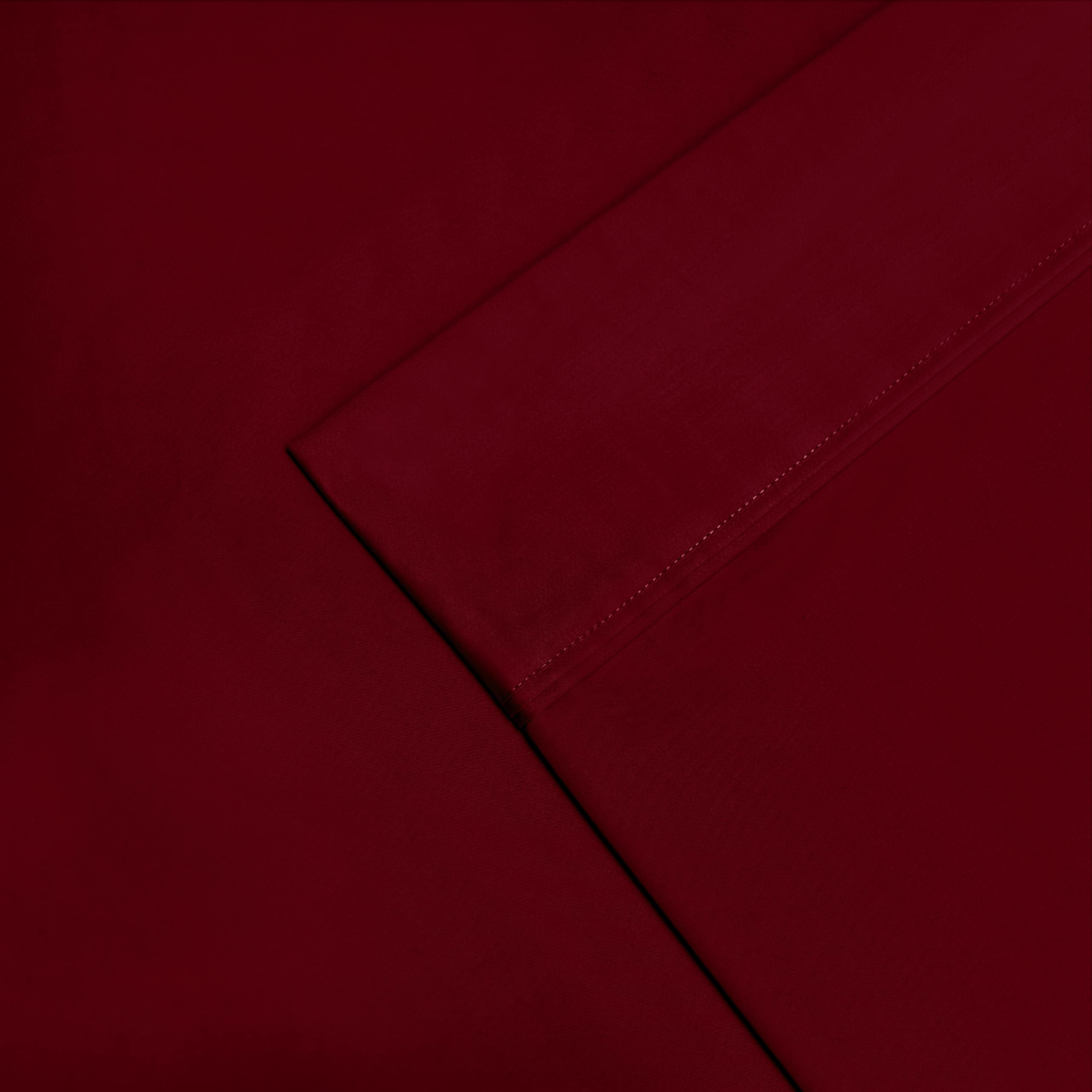 Premium 1200 Thread Count Egyptian Cotton Sheet Set - Luxury Bedding with Deep Pocket Fitted Sheet, Flat Sheet & 2 Pillowcases - Solid Embroidered Scroll Design - Full Size Burgundy - Soft Breathable Sheets for Hotel-Style Comfort at Home