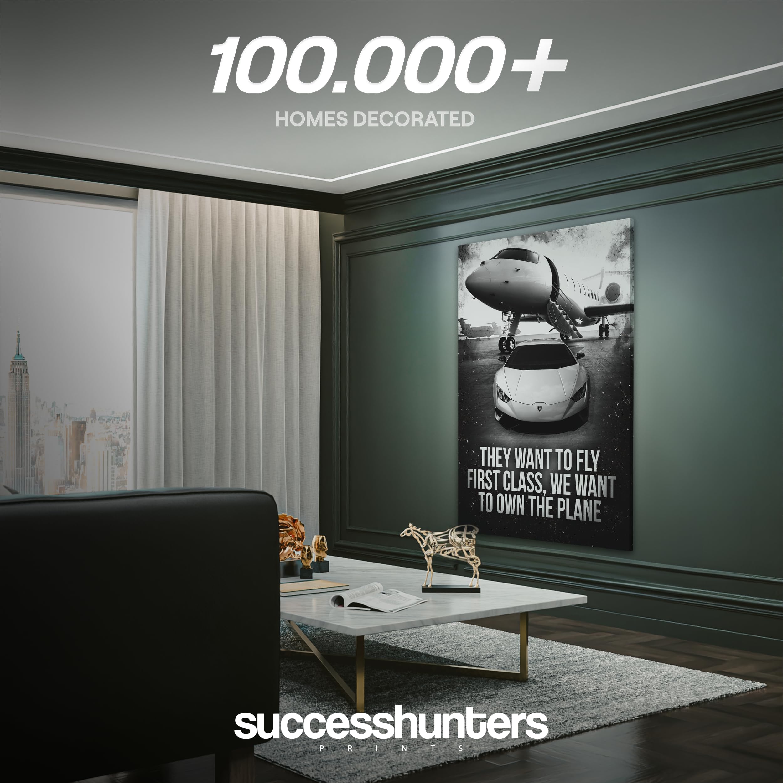 Motivational Wall Art for Office & Home - Inspirational Quote Poster for Lamborghini & Private Jet Enthusiasts (24x18 in) - Perfect for Man Cave, Office Decor & Automotive Lover Gifts