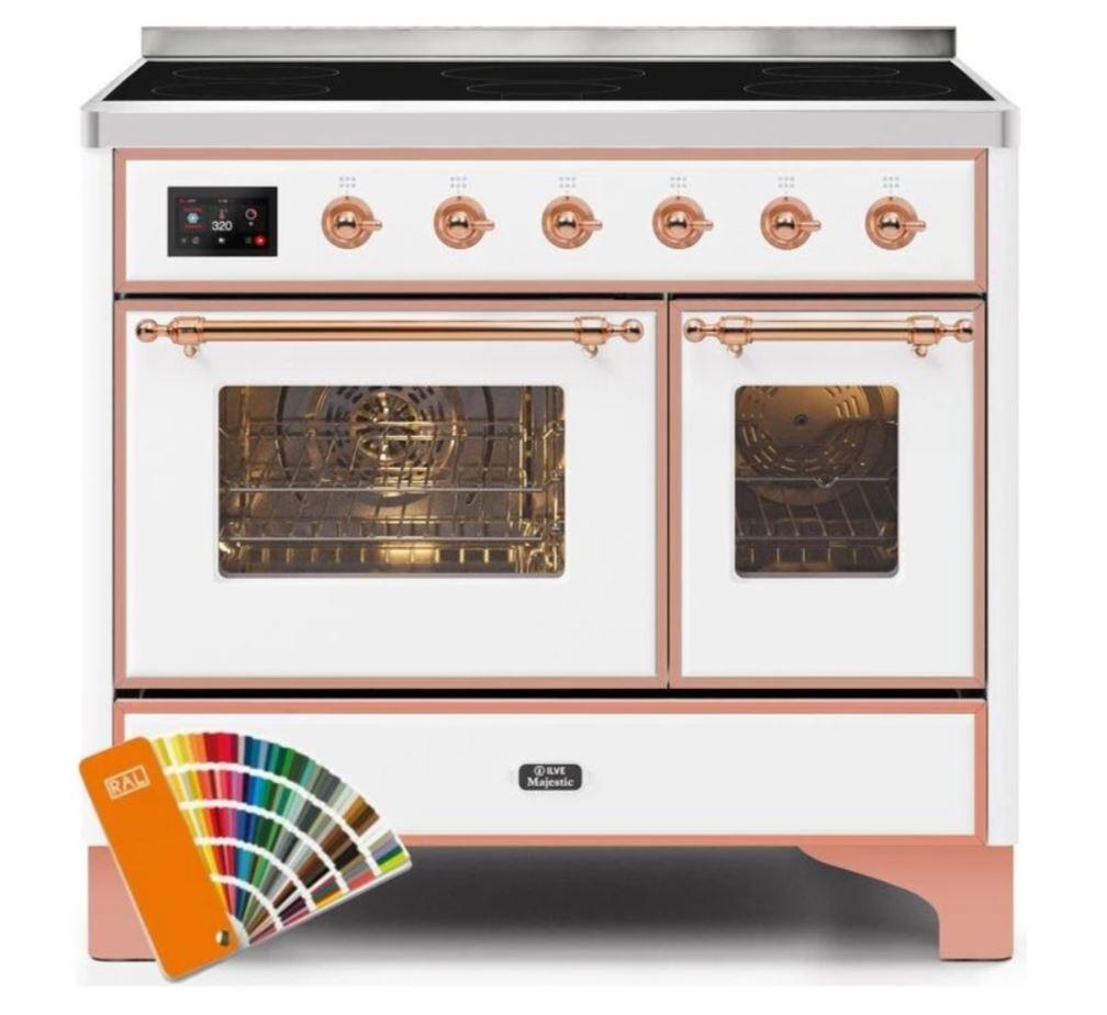 ILVE 40 Inch Majestic II Series Freestanding Electric Double Oven Range with 6 Burners, Triple Glass Cool Door, Convection Oven, TFT Display & Child Lock - Perfect for Home Kitchens & Professional Chefs (UMDI10NS3)