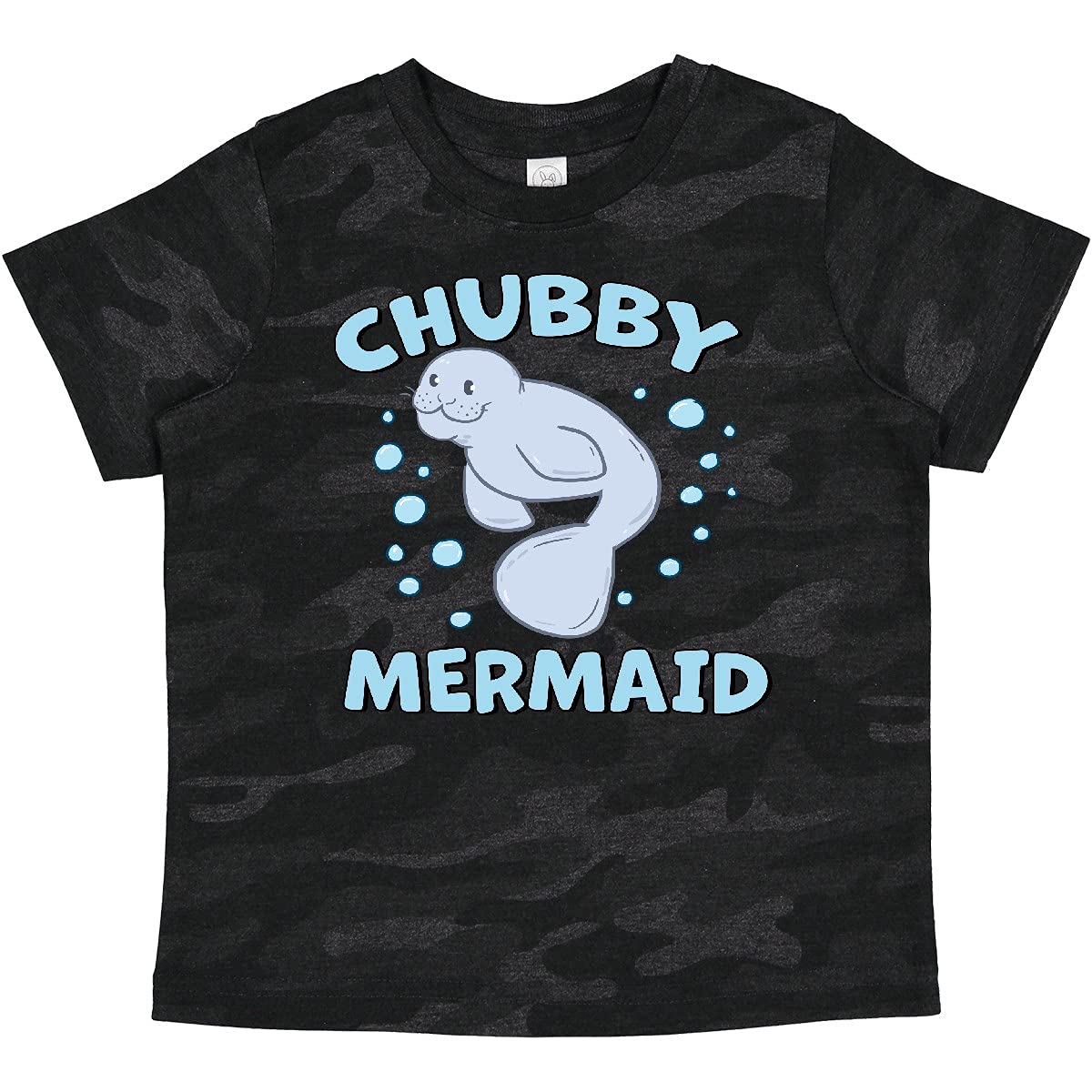 Inktastic Chubby Mermaid with Cute Manatee and Bubbles Graphic Baby T-Shirt - Soft Cotton Tee for Infants & Toddlers, Perfect for Beach Trips, Pool Parties & Summer Outfits