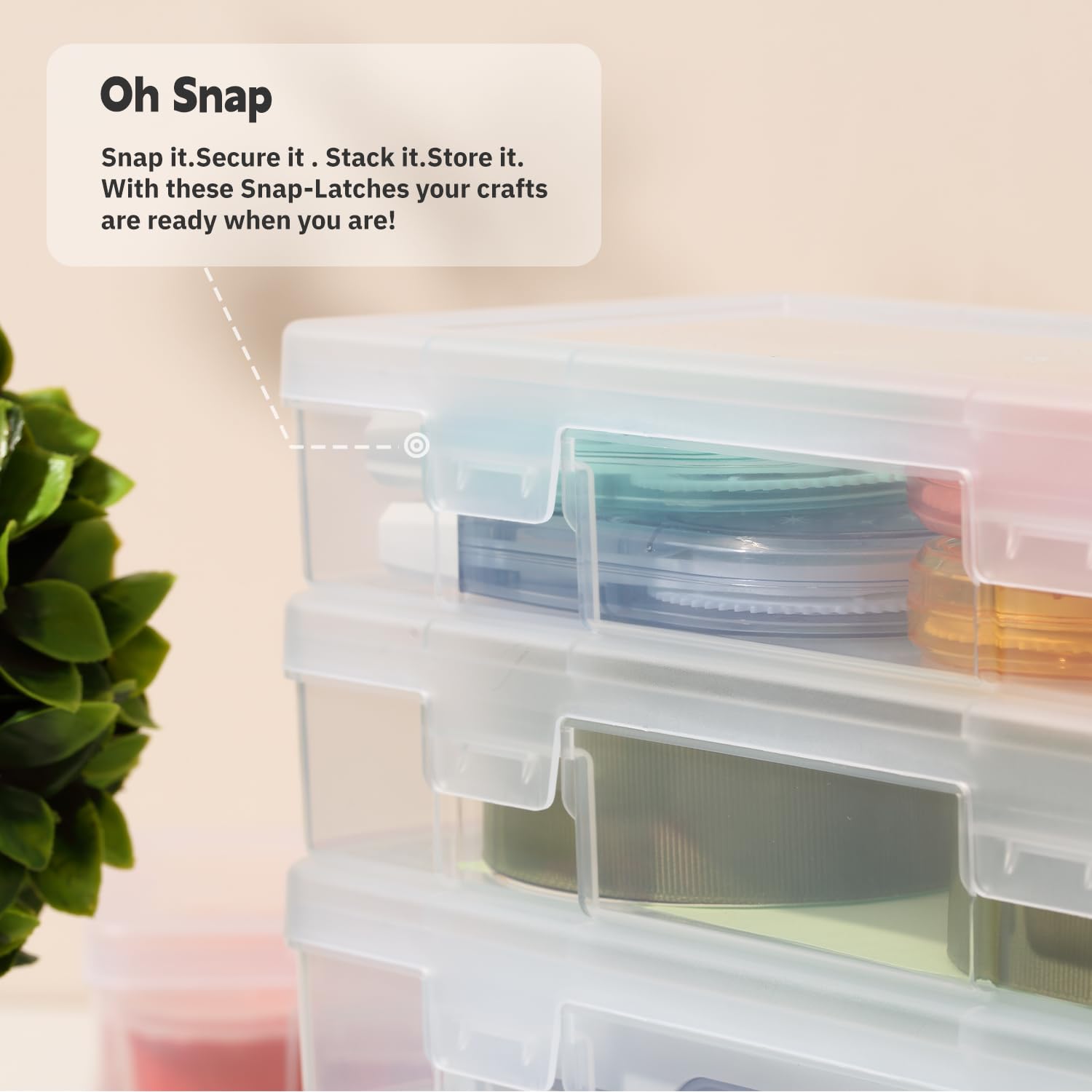 Stackable Plastic Clear Storage Box Containers with Latching Lid - 9 Pack Medium Clear Organizer for Art Supplies, Lego, Crayons, Beads & Jewelry | Perfect for Craft Rooms, School Desks & Home Organization