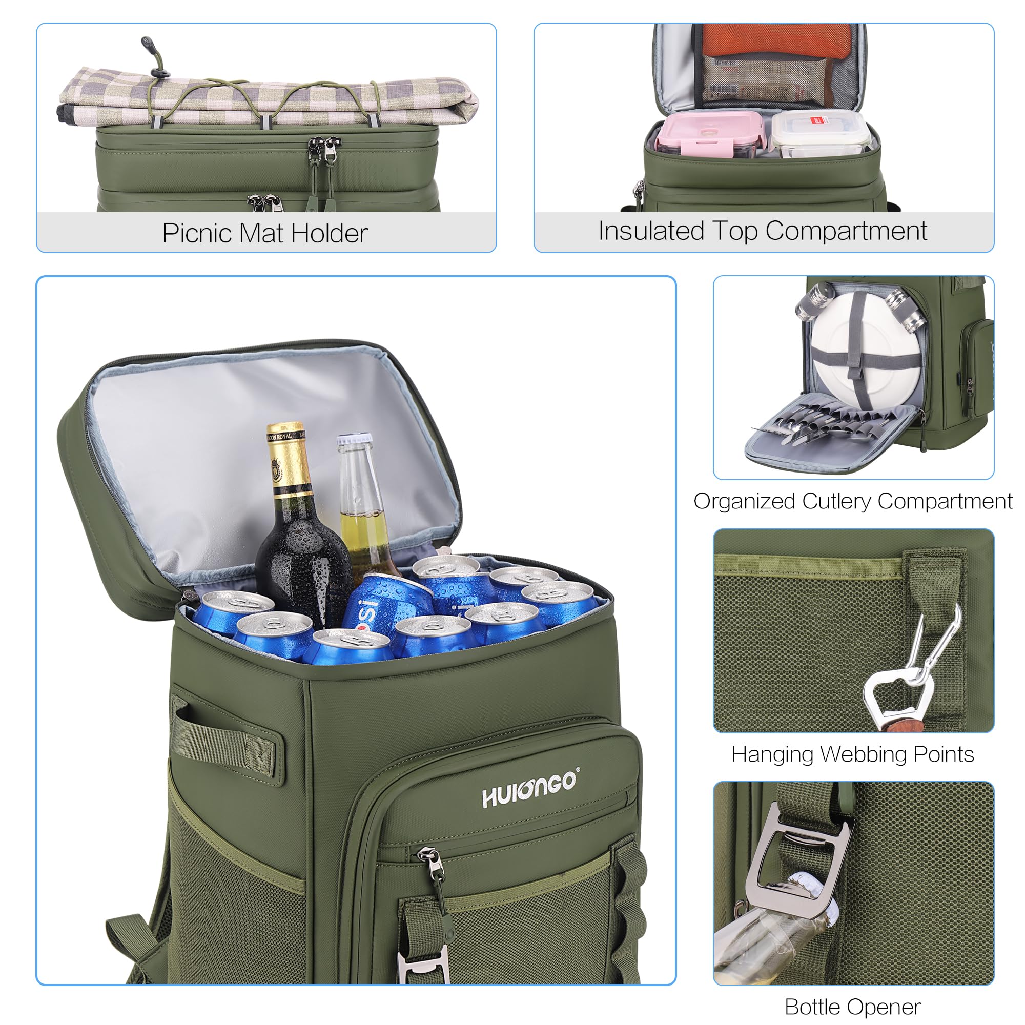 Large 30L Waterproof Insulated Cooler Backpack for Men & Women - Leak Proof Picnic, Camping, Beach, Fishing & Travel Backpack - Holds Up to 48 Cans - Perfect for Outdoor Adventures, Tailgating & Road Trips