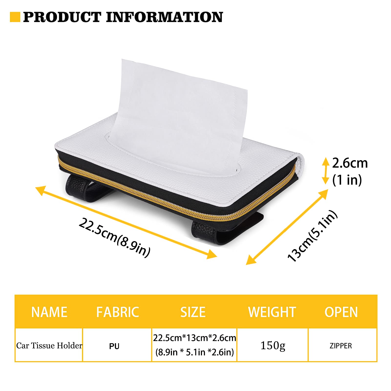 Biyejit Car Tissue Holder - Leopard Print PU Leather Hanging Paper Towel Box, Auto Napkin Holder Cover for Sun Visor & Backseat | Vehicle Tissue Dispenser for Road Trips & Daily Commute