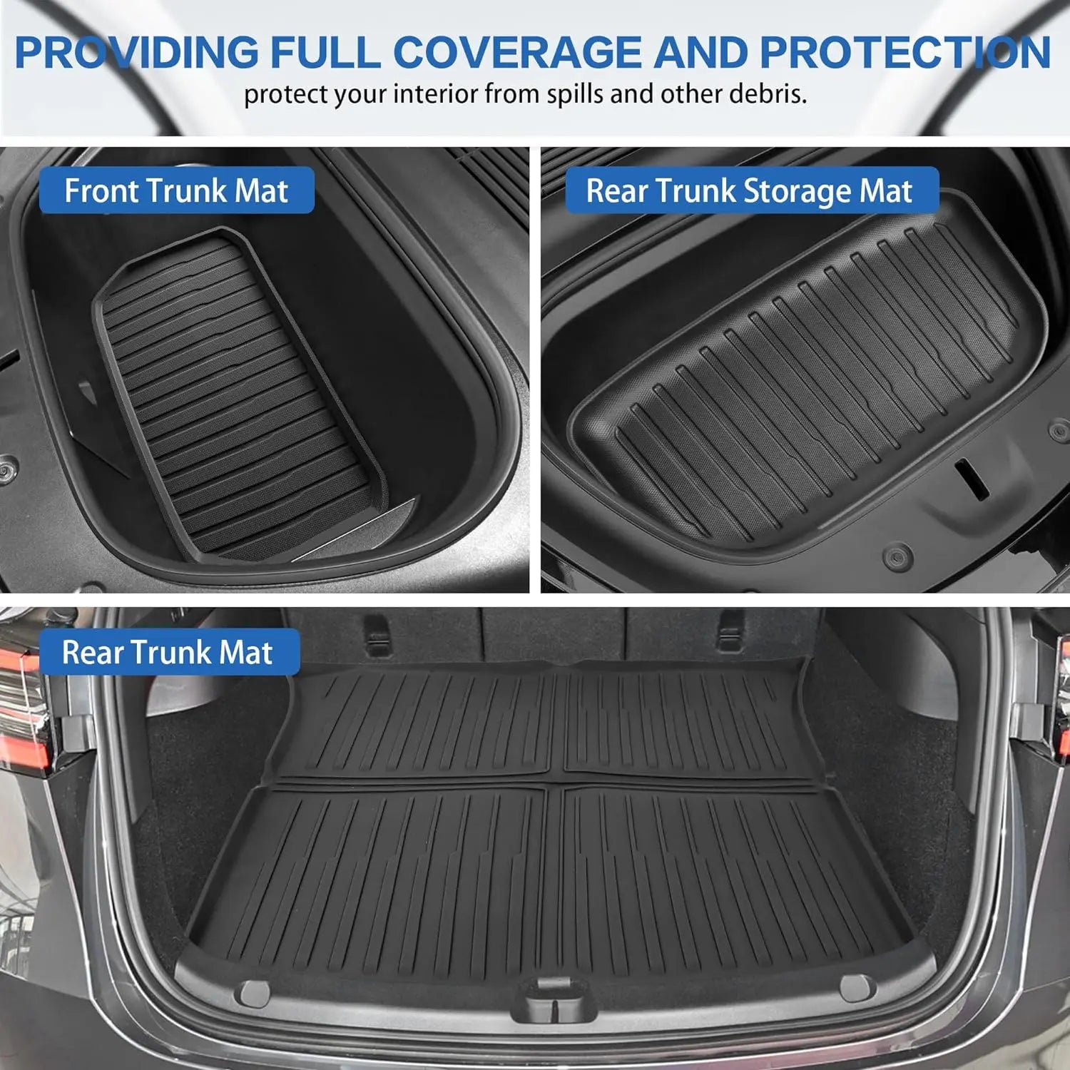 Premium All-Weather TPE Floor Mats for Tesla Model Y 5-Seat (2021-2024) - Complete 6-Piece Set with Cargo Liner & Trunk Mats - Durable, Custom Fit Car Accessories for Road Trips, Daily Commute & Outdoor Adventures