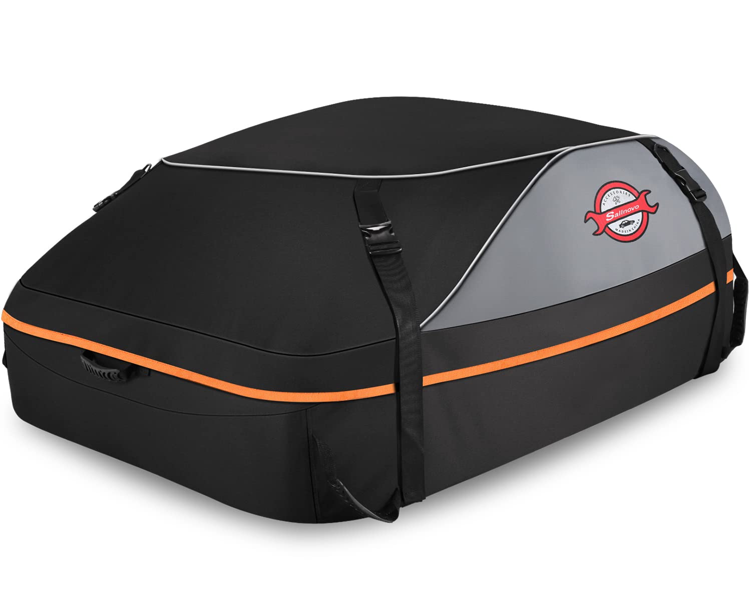 15 Cubic Feet Waterproof Car Rooftop Cargo Carrier Bag - Universal Fit for All Vehicles Without Roof Rack - Soft Roof Top Storage Box with Anti-Slip Mat, Door Hooks, Straps & Storage Bag - Perfect for Road Trips, Camping & Family Vacations
