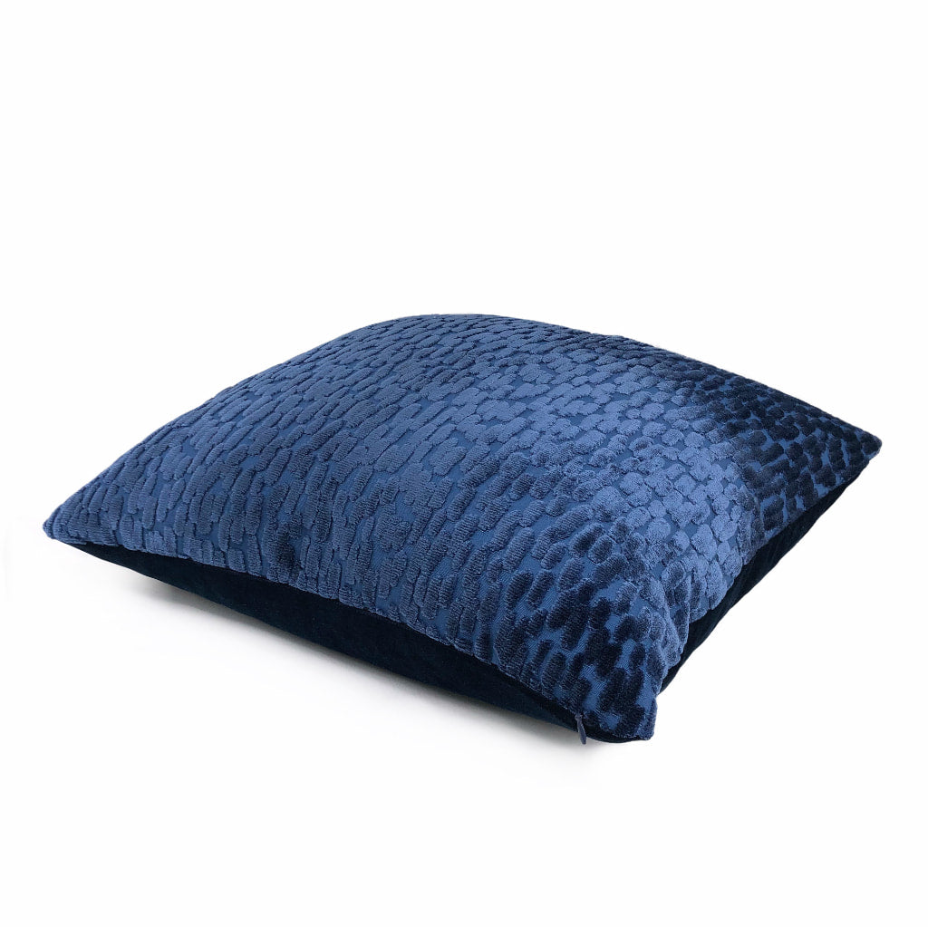 Bellini Large Blue Velvet Pillow Cover with Cut Dots - Elegant Home Decor for Sofa, Bed, and Living Room