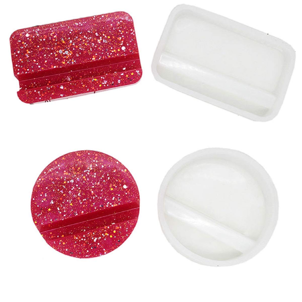 Yalulu 2pcs Silicone Phone Stand Mold - DIY Resin Casting for Home Office Decor