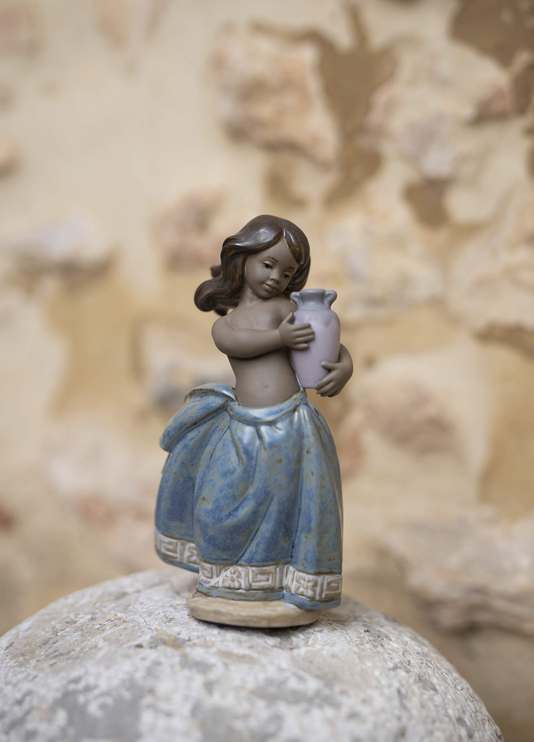 LLADRÓ Spartan Water Girl Figurine - Blue Porcelain Statue | Handcrafted Collectible Home Decor for Living Room, Office & Gift Giving