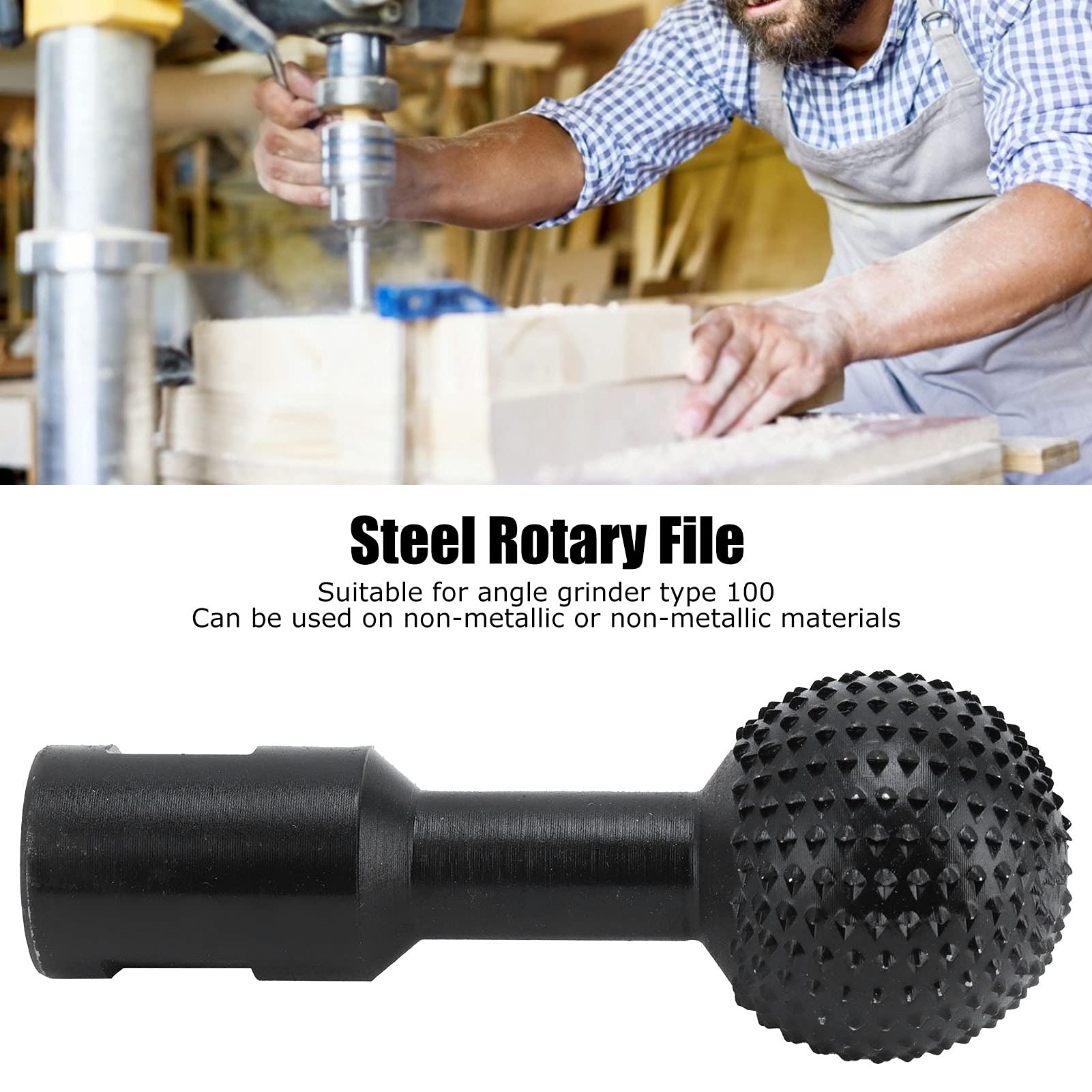 M10 Sphere Rotary Burr - 0.4 Inch Carbon Steel Ball Nose Wood Carving Bit for Angle Grinder - Perfect for Woodworking, Metal Engraving & DIY Crafts