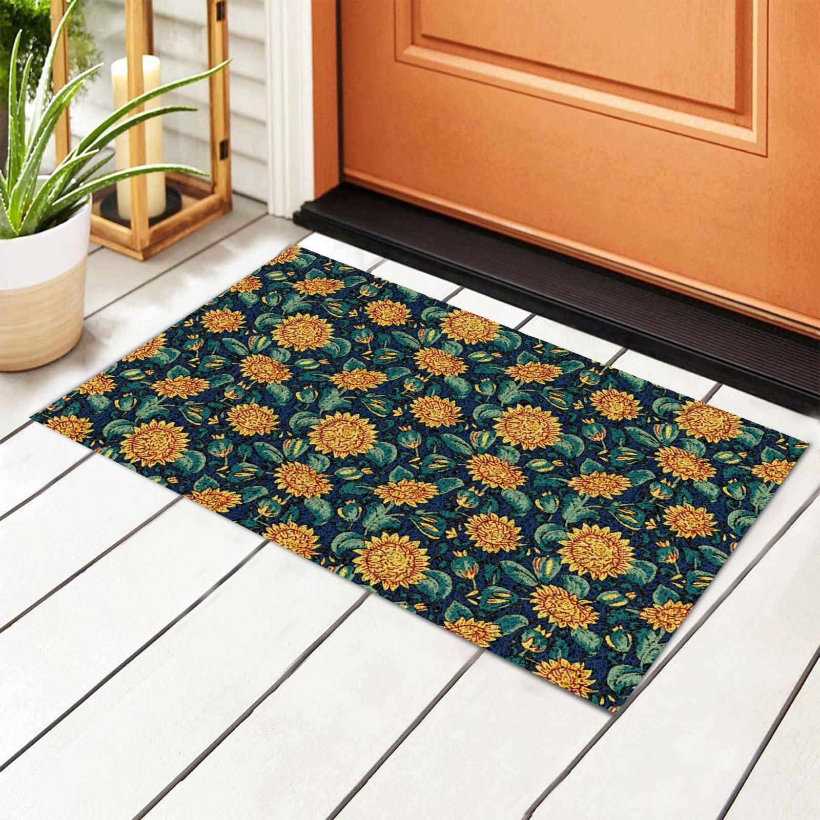 Abstract Sunflower Welcome Mat - Non-Slip Indoor/Outdoor Rug for Home Decor