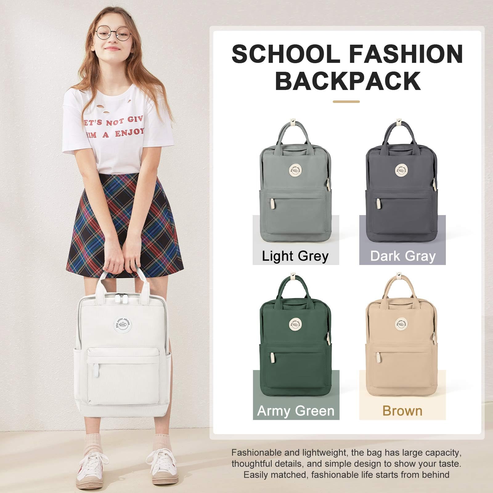 BJLFS Waterproof School Backpack for Girls & Boys - Lightweight Laptop Backpack for College Students, Women & Men - Durable Travel Rucksack & Casual Daypack - Perfect for School, Work, Travel & Outdoor Activities