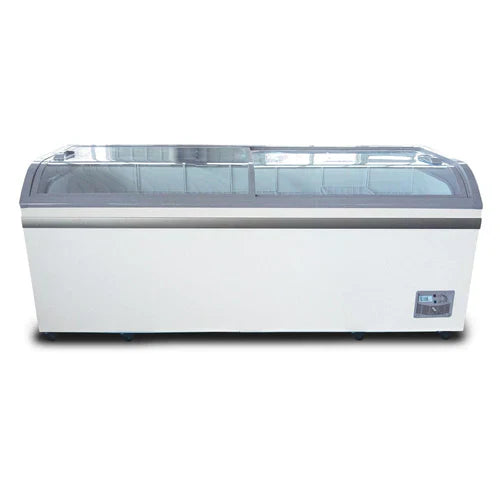Coldline XS700YX 79-Inch Commercial Curved Glass Top Ice Cream Freezer with LED Lighting - 6 Baskets for Ice Cream Parlors, Dessert Shops & Convenience Stores