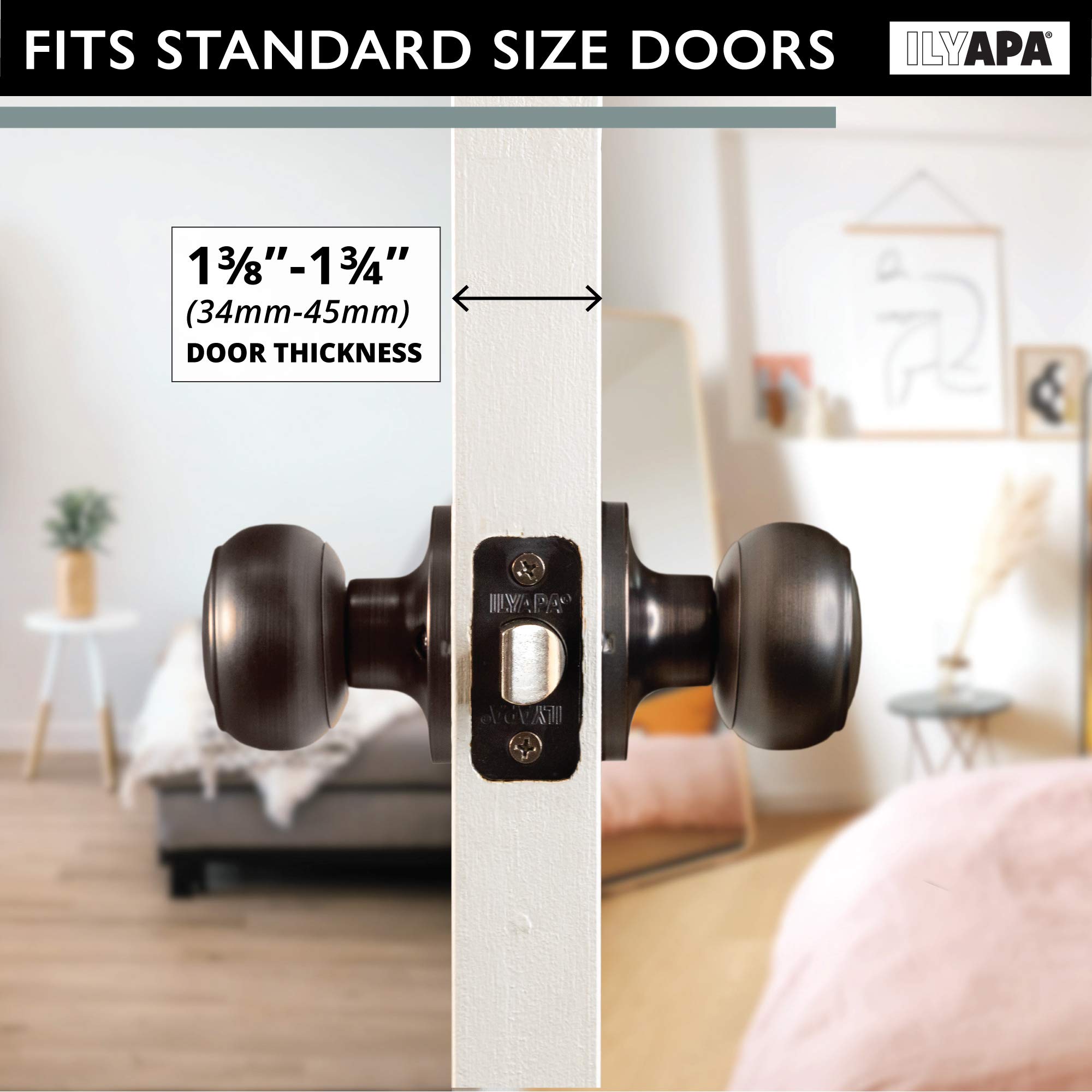 Colonial Oil Rubbed Bronze Passage Door Knob - 6 Pack Non-Locking Round Interior Door Handle for Hallway, Closet & Bedroom - Durable & Stylish Hardware for Home & Office Doors