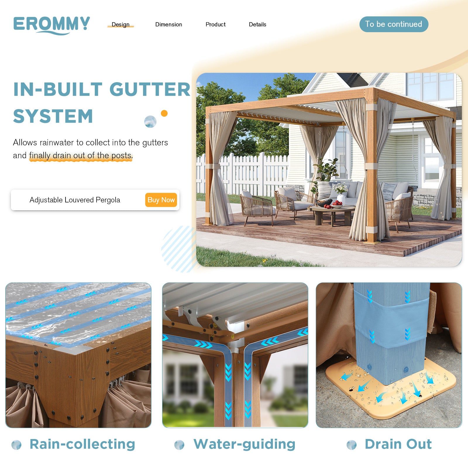 EROMMY 12x12 Louvered Pergola with Adjustable Wood Grain Roof - Perfect for Decks, Gardens & Backyards | Outdoor Shade Solution for Patio, Poolside & BBQ Areas