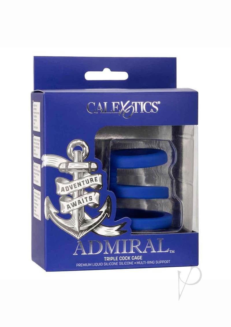 Admiral Triple Silicone Cock Cage - Blue | Comfortable & Secure Male Chastity Device for BDSM, Locktober & Long-Term Wear | Perfect for Couples Play, Tease & Denial Scenes