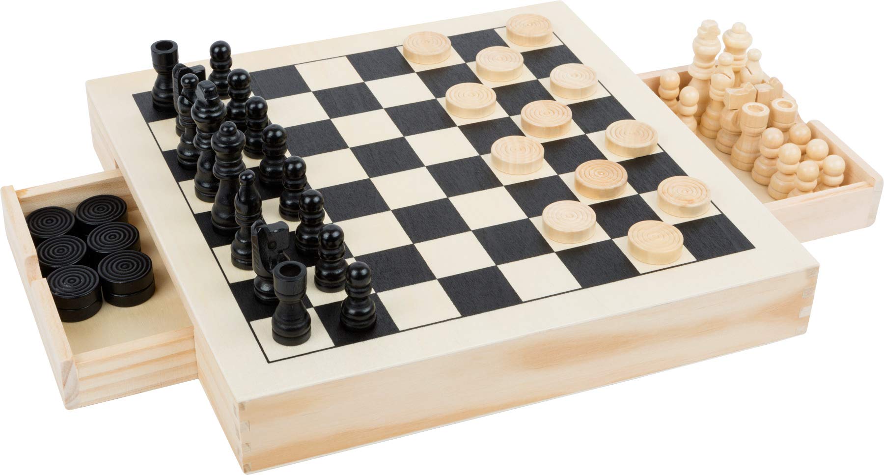 German Chess, Checkers & Mill Game Set - Compact Travel Board Games for Kids & Adults