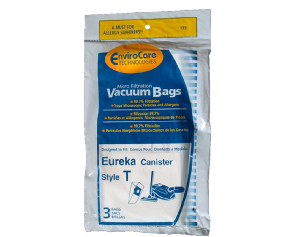 3-Pack Eureka T Allergy Canister Vacuum Bags - Compatible with Series 970 & 972 Vacuum Cleaners (Model 61555-12, 970A, 972A) - Ideal for Allergy Sufferers & Deep Cleaning