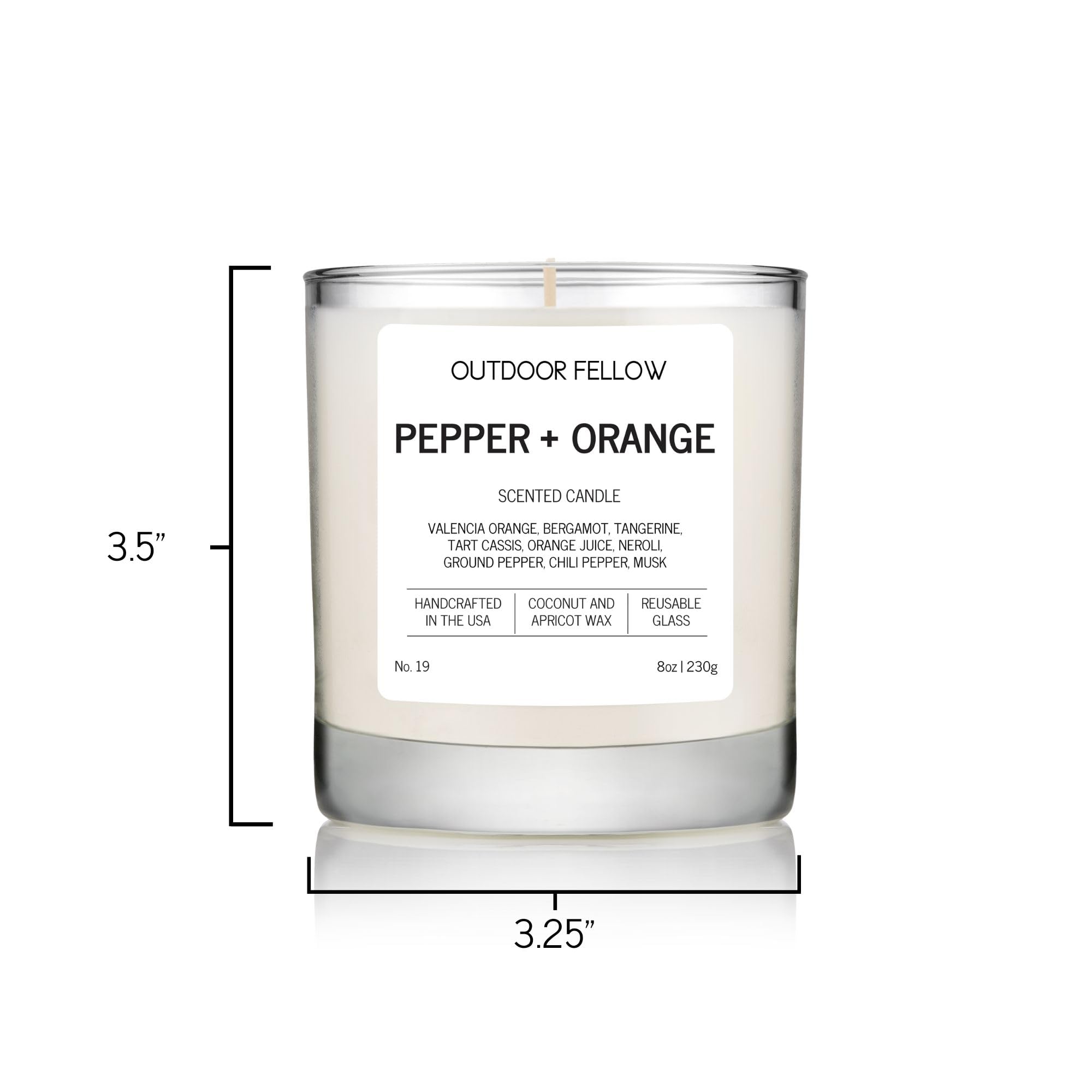 Pepper & Orange Scented Candle - 8oz Coconut Apricot Wax Blend with Bergamot Neroli & Chili Pepper - Long Lasting 40+ Hour Burn Time - Citrus Aroma Home Fragrance for Living Room, Bedroom, Spa Relaxation & Gift Giving