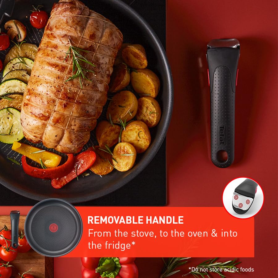 Tefal Ingenio Easy ON 7-Piece Non-Stick Cookware Set with 16/18/20cm Saucepans, Glass Lids & Removable Bakelite Handle - Black (L1599602) - Perfect for Boiling, Steaming & Simmering - Easy Cleaning & Heat Indicator for Safe Cooking