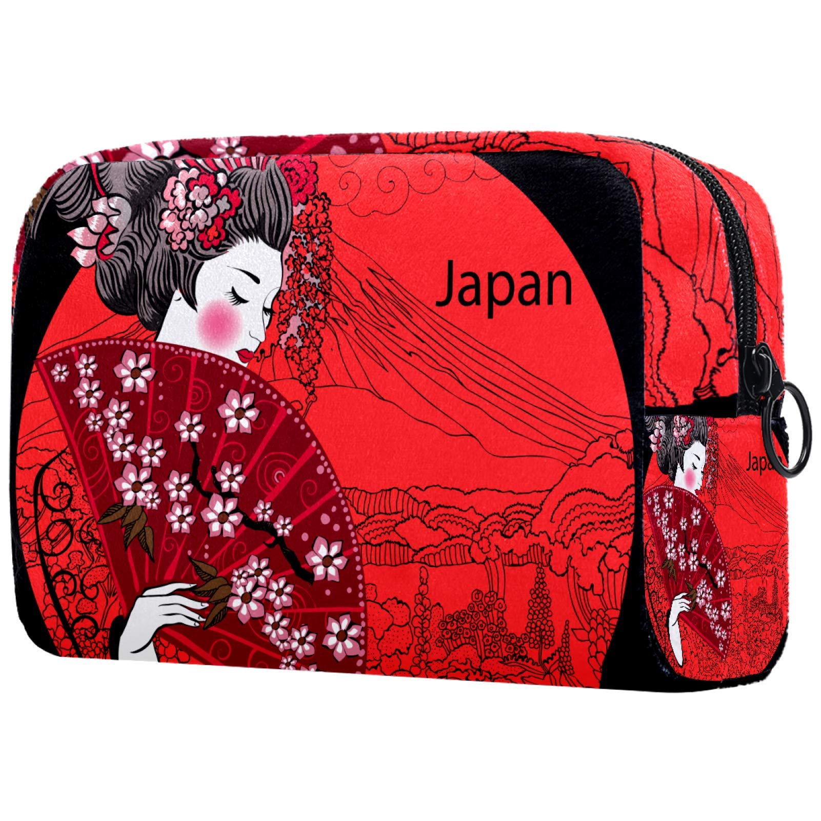 Waterproof Travel Cosmetic Bag for Women - Roomy Makeup Organizer with Geisha Design | Perfect for Toiletries, Makeup Storage & Travel Accessories